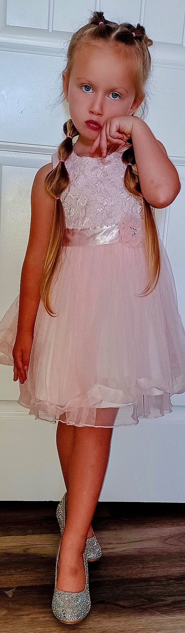 Kennedy joined the competition — help win amazing prizes! arm, day_dress, embellishment, eyelash, fashion, finger, gesture, hair, hairstyle, joint, lip, neck, one_piece_garment, outerwear, person, pink, shoulder, skin, sleeve, waist