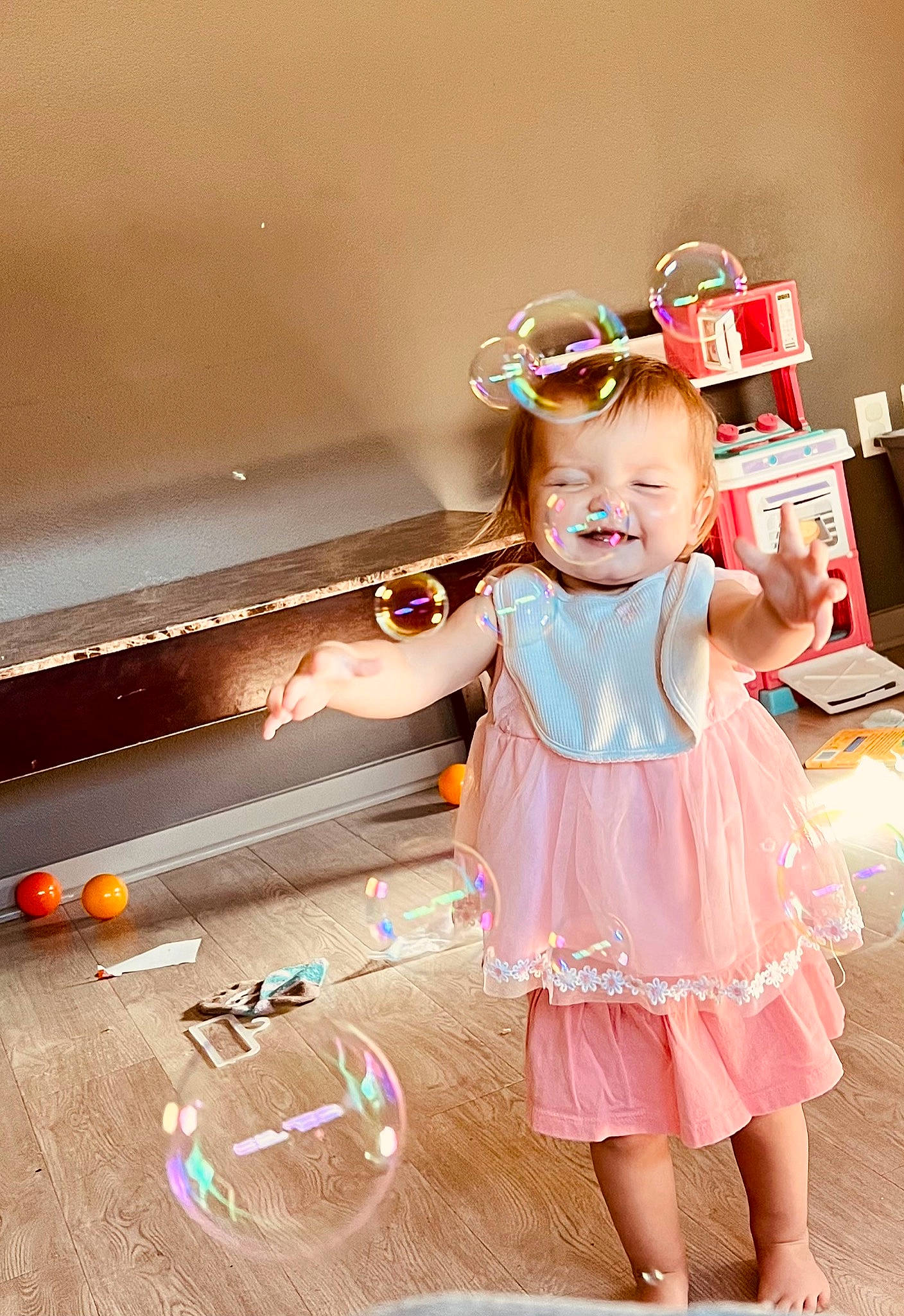 Raven joined the competition — help win amazing prizes! baby_toddler_clothing, child, costume, day_dress, dress, event, fashion_accessory, fashion_design, flooring, fun, happy, headband, headpiece, magenta, pattern, peach, person, pink, room, smile