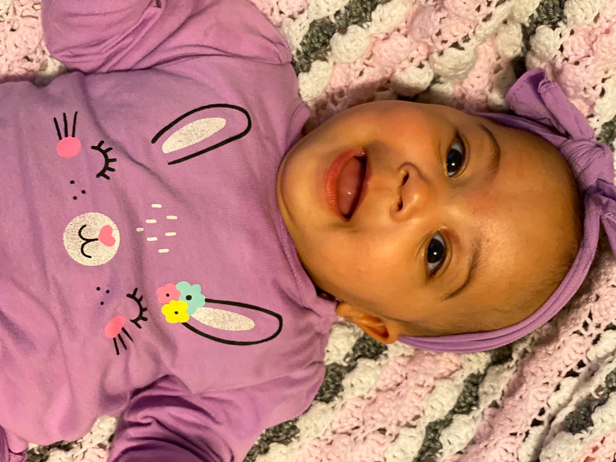 Avalynn joined the competition — help win amazing prizes! cheek, eye, eyebrow, eyelash, face, facial_expression, forehead, head, human_body, lip, mammal, mouth, nose, person, plant, purple, skin, sleeve, smile, textile