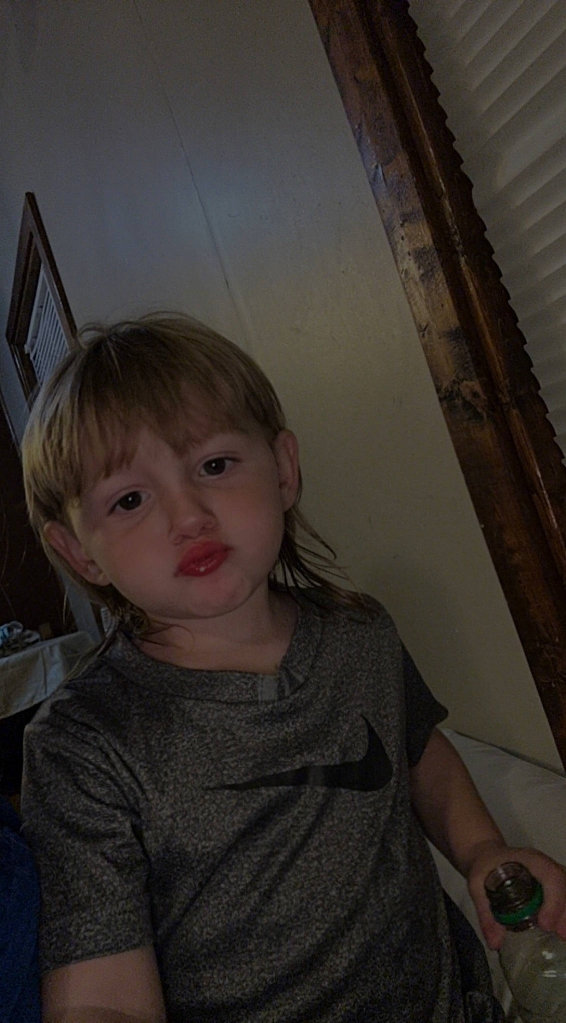 Jaxson joined the competition — help win amazing prizes! bangs, cheek, chin, eyelash, forehead, fun, hairstyle, happy, iris, jaw, lip, long_hair, mouth, nose, organ, person, sitting, standing, t_shirt, toddler