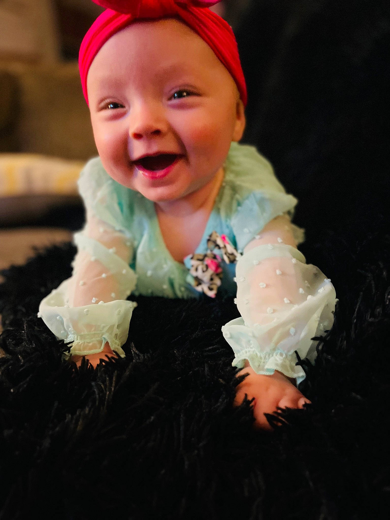 Ruthie joined the competition — help win amazing prizes! baby, baby_laughing, baby_toddler_clothing, cap, cheek, eye, face, finger, flash_photography, gesture, hand, happy, head, headgear, human_body, joy, person, pink, skin, sleeve