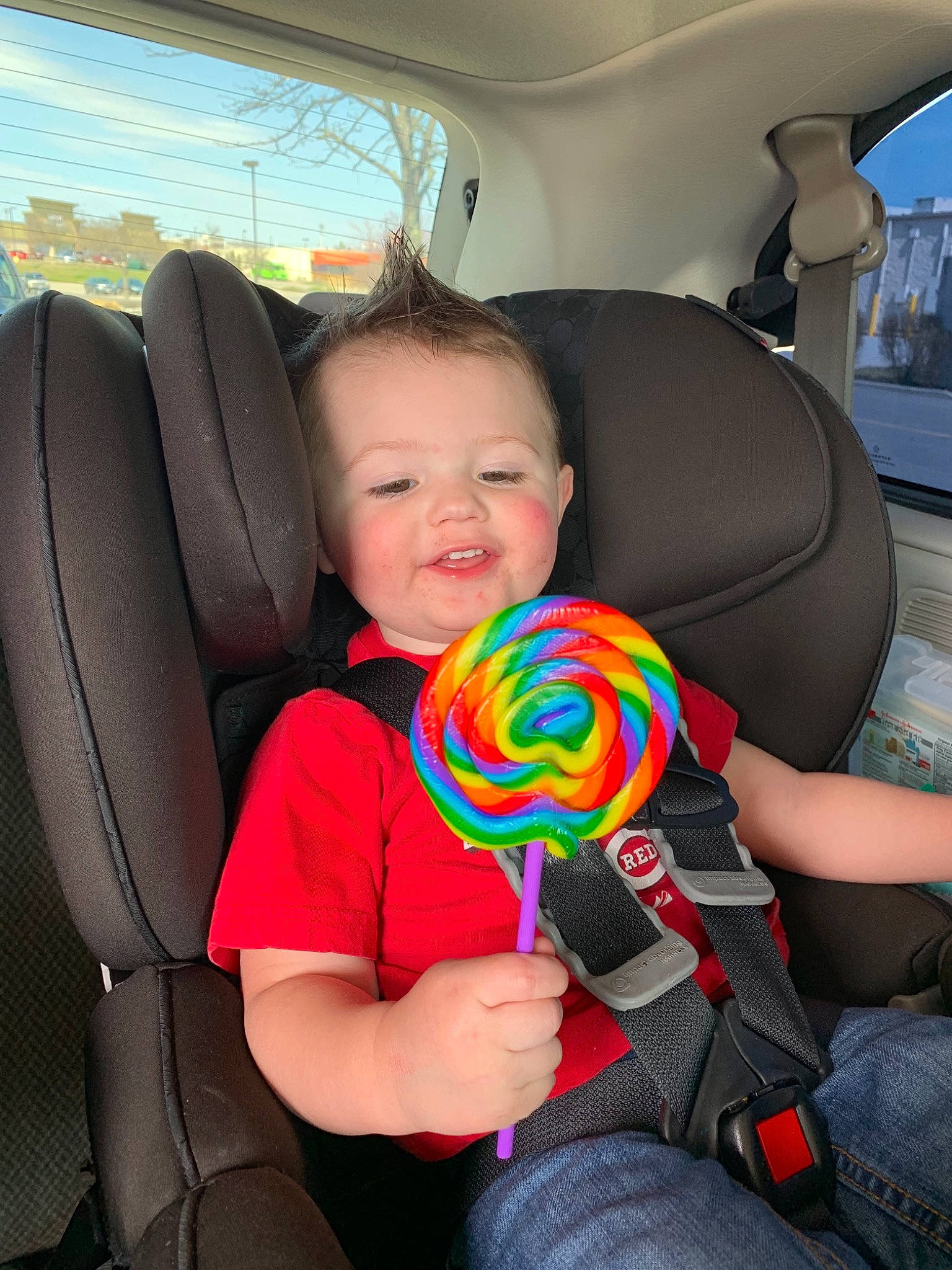 Abraham joined the competition — help win amazing prizes! auto_part, baby_in_car_seat, car, car_seat, child, person, toddler