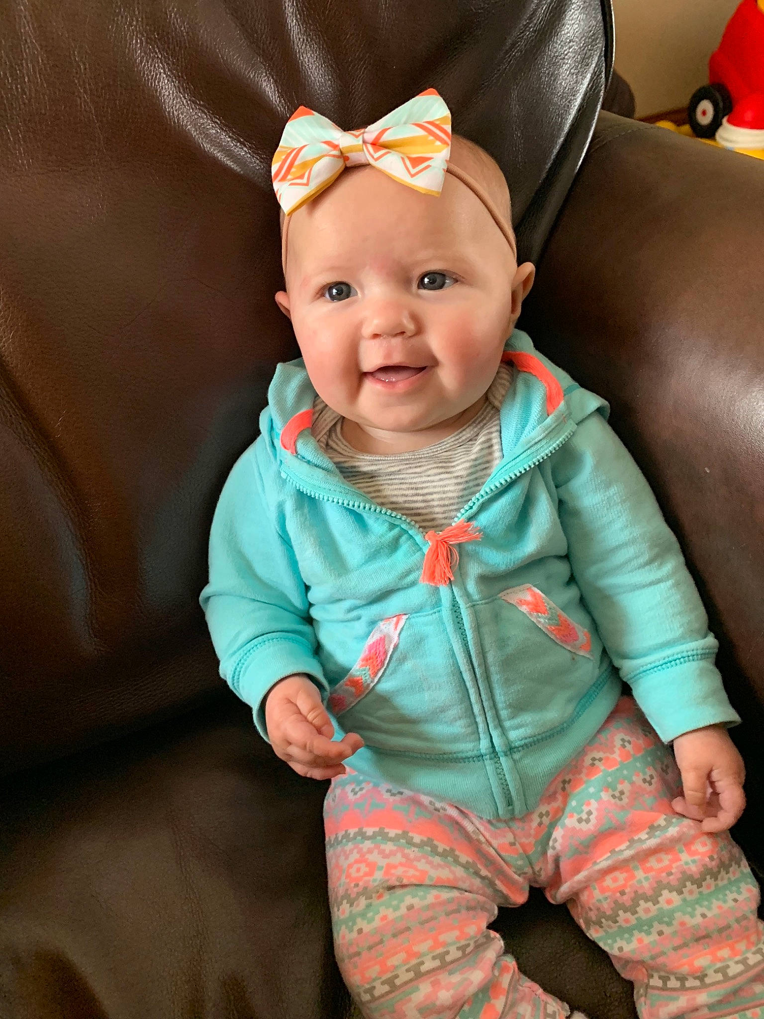 Penelope joined the competition — help win amazing prizes! baby, baby_toddler_clothing, cheek, child, ear, hair_accessory, head, headband, headgear, person, sitting, skin, smile, toddler