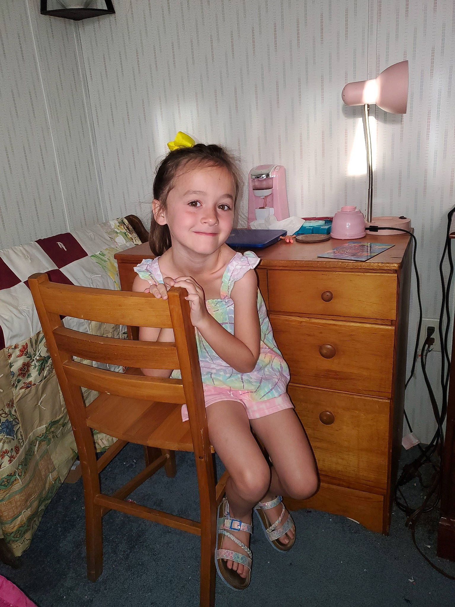 Ailana joined the competition — help win amazing prizes! beauty, cabinetry, chair, desk, drawer, flooring, fun, furniture, happy, hardwood, human_leg, joy, knee, lap, person, room, sitting, smile, sock, thigh