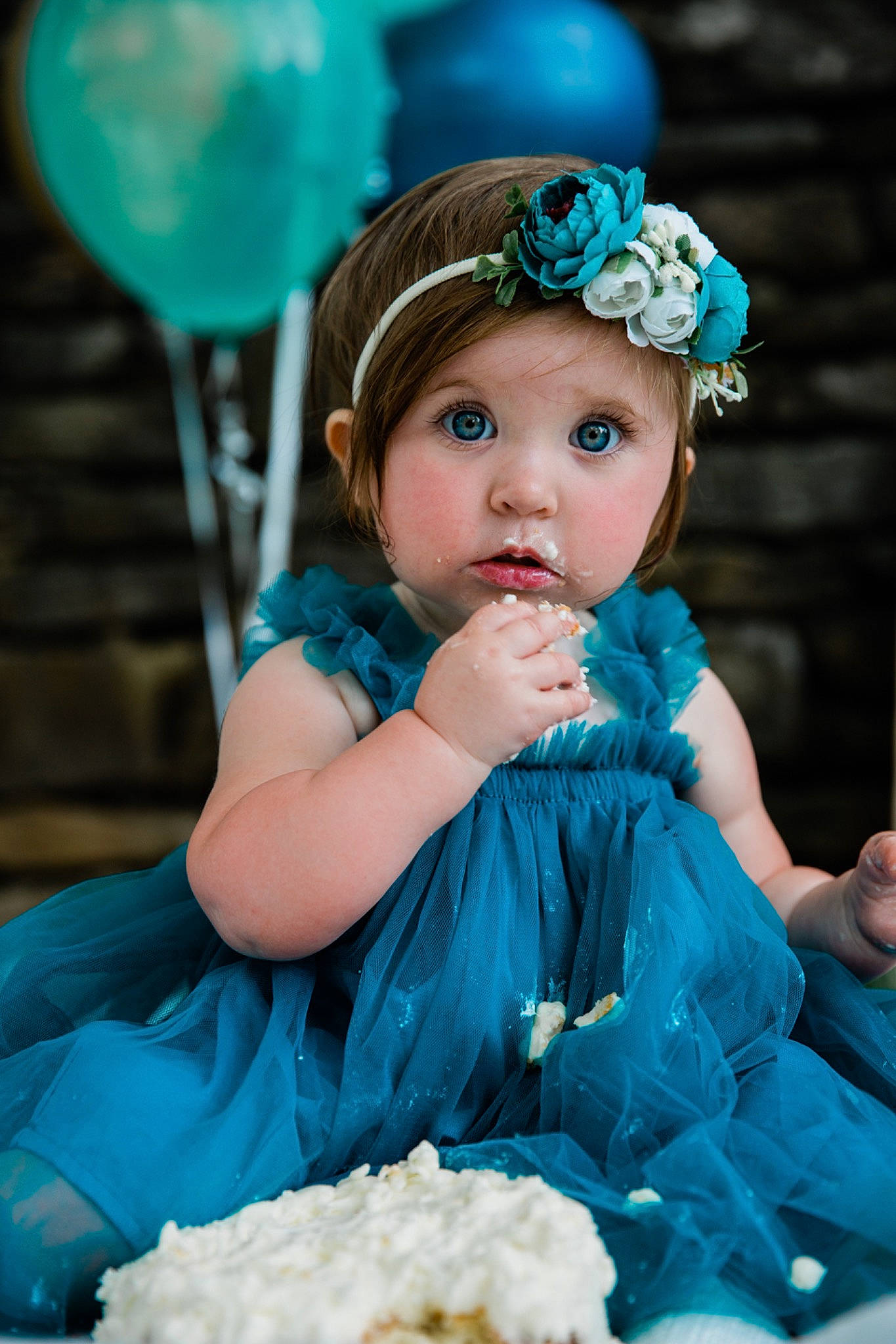 Jovie is registered to the contest to win money with this photo: aqua, azure, baby_toddler_clothing, balloon, beauty, blue, dress, facial_expression, flash_photography, fun, green, happy, head, headgear, headpiece, headwear, iris, person, photograph, pink