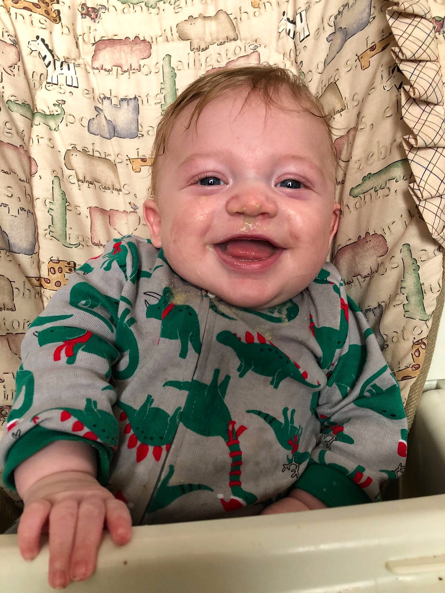 Marshall is registered to the contest to win money with this photo: baby, cheek, child, chin, eye, face, facial_expression, forehead, green, happy, head, laugh, mouth, nose, person, skin, smile, toddler