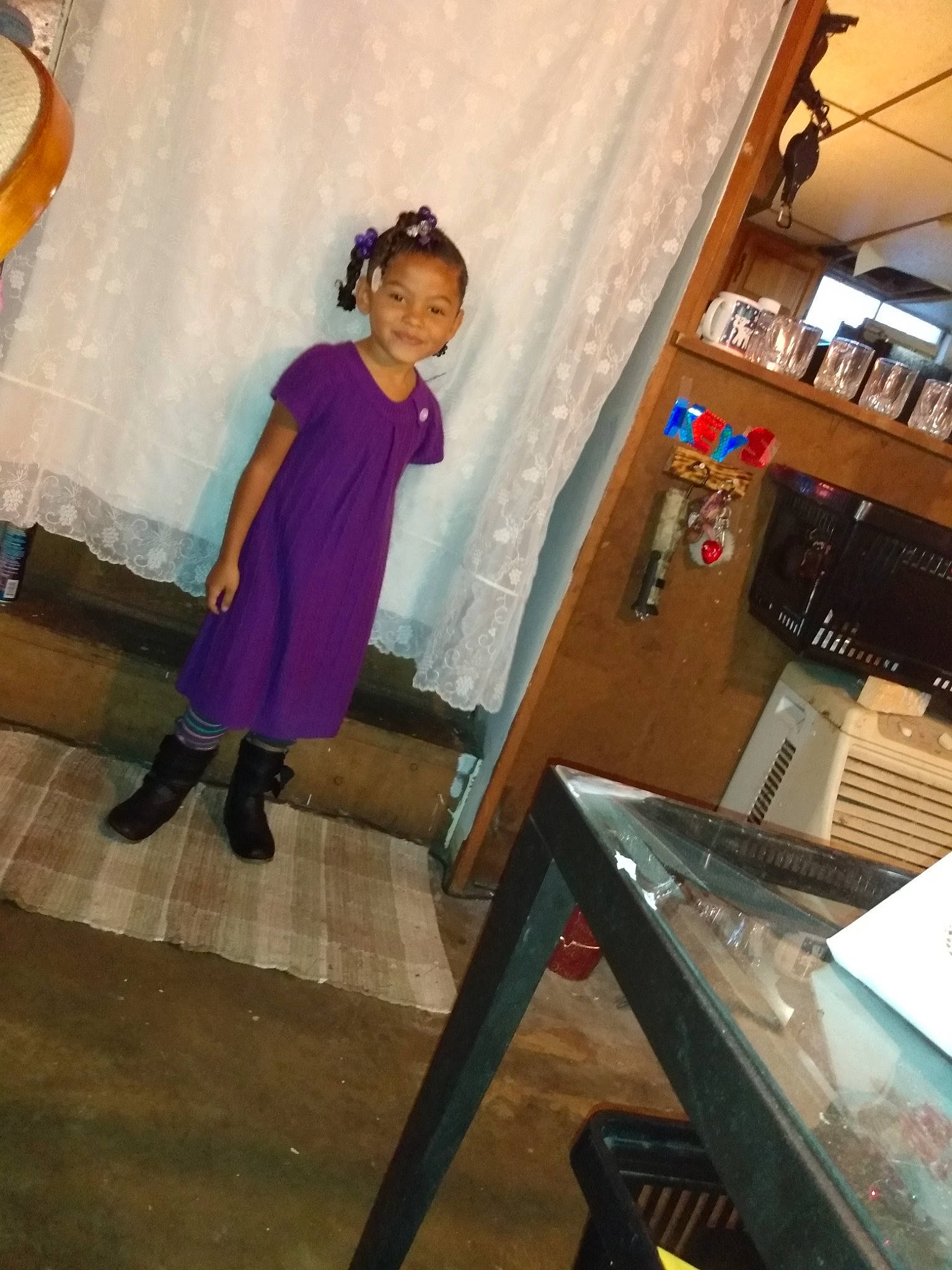 Jaislyn is registered to the contest to win money with this photo: audio_equipment, costume, curtain, display_device, door, electric_blue, electronic_instrument, event, fashion_design, flooring, formal_wear, fun, houseplant, joy, machine, magenta, person, room