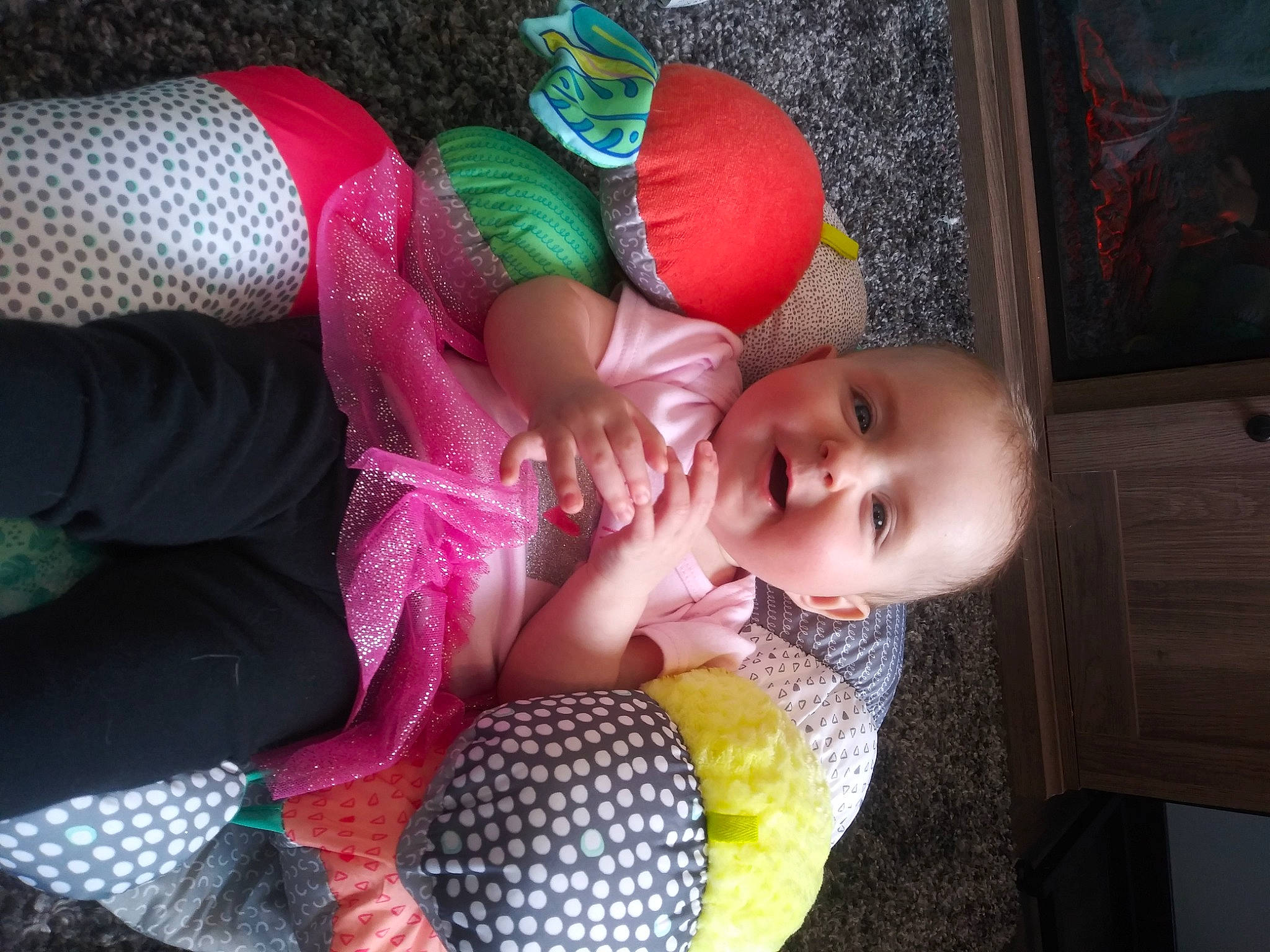 Lillianna joined the competition — help win amazing prizes! baby, baby_carriage, baby_products, baby_toddler_clothing, cheek, child, comfort, eye, fun, head, magenta, nap, pattern, person, play, room, sitting, sleep, thigh, toddler