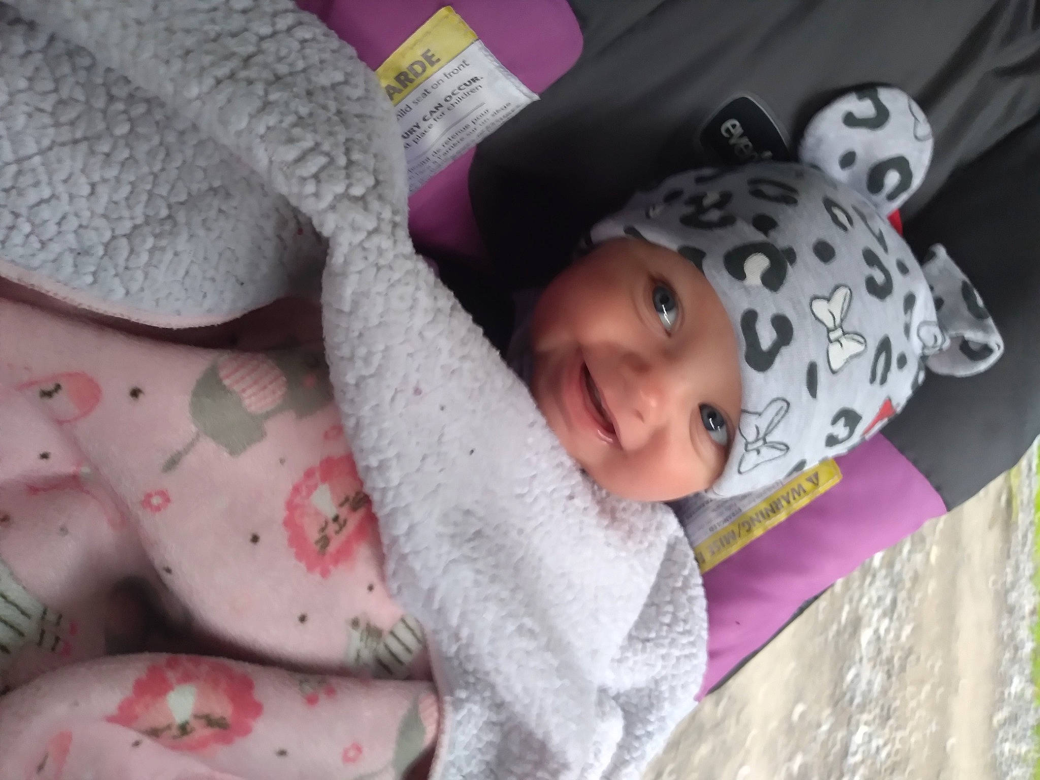 Alivia joined the competition — help win amazing prizes! baby, baby_toddler_clothing, beauty, child, comfort, eye, face, happy, head, headwear, joy, linens, lip, mammal, pattern, person, pink, skin, sleeve, smile