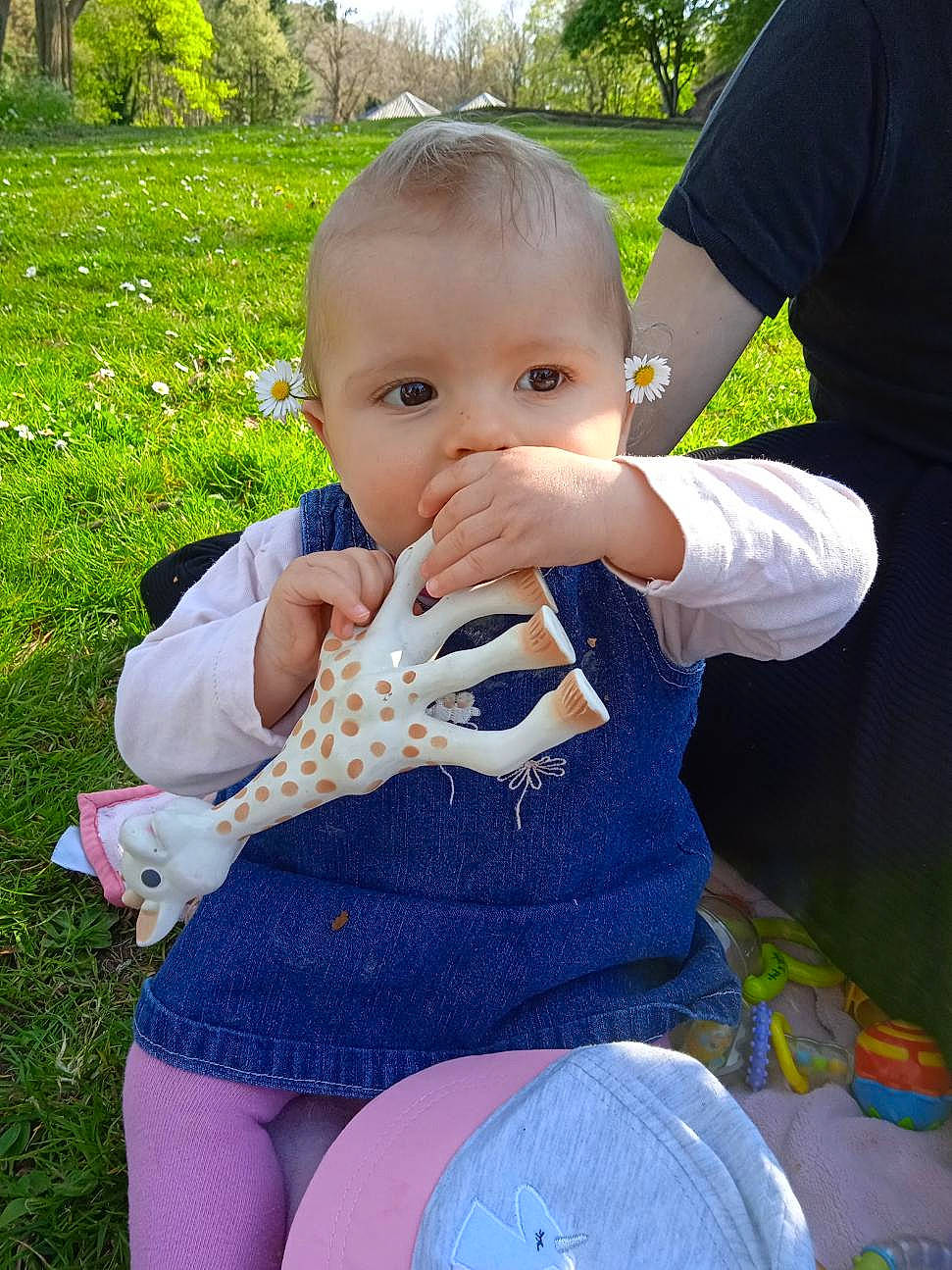 Kyarra a rejoint le concours — aidez-le/la à gagner de superbes lots ! baby, baby_products, baby_toddler_clothing, child, finger, fun, grass, grass_family, hand, happy, human_body, lawn, people_in_nature, person, plant, sitting, skin, thigh, toddler, tree