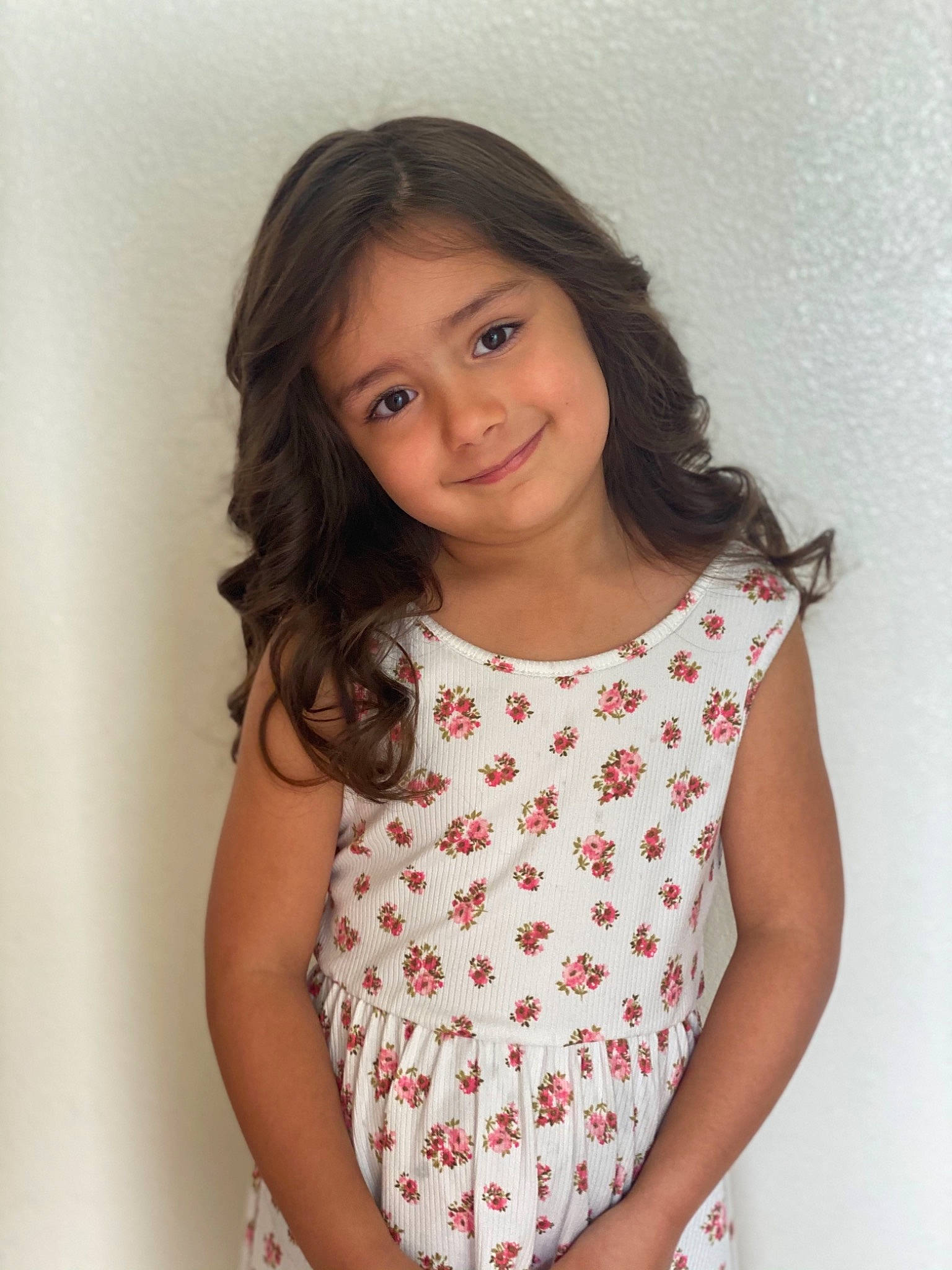 Mia is registered to the contest to win money with this photo: baby_toddler_clothing, beauty, collar, day_dress, eyelash, fashion_design, gesture, hair, happy, joint, joy, long_hair, neck, one_piece_garment, outerwear, person, shoulder, skin, sleeve, smile