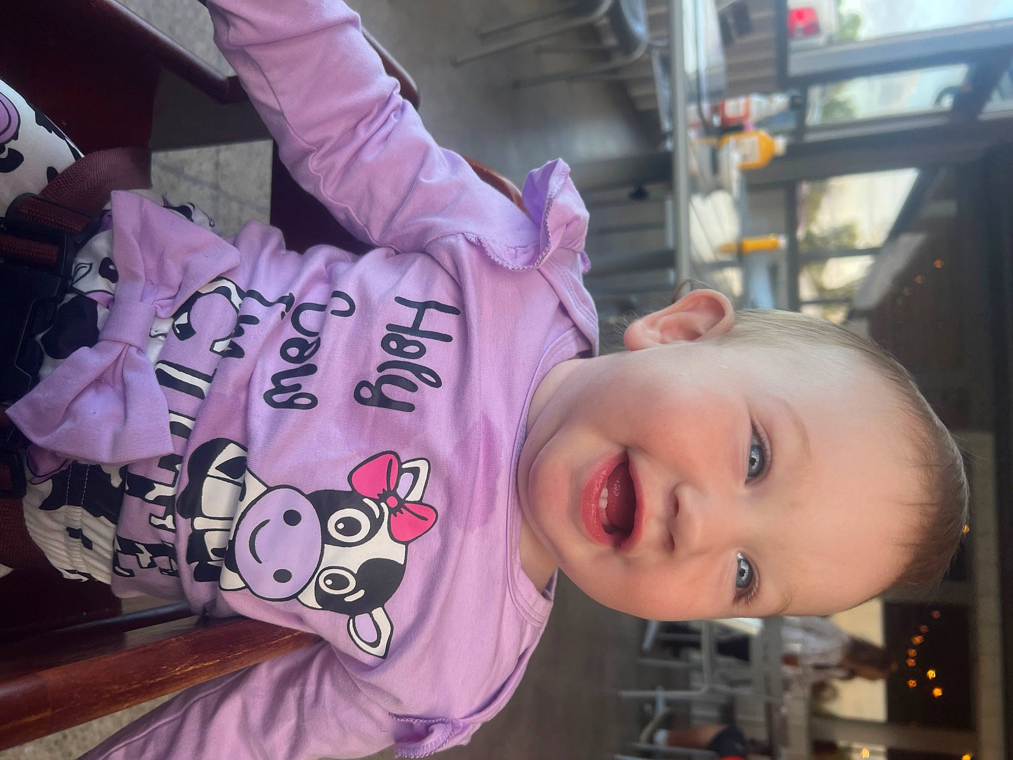 Eden is registered to the contest to win money with this photo: baby_toddler_clothing, cheek, child, cool, eyelash, fun, happy, human, joy, lip, magenta, mouth, nose, organ, person, pink, purple, skin, sleeve, smile