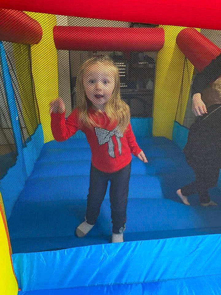 Haven Grace joined the competition — help win amazing prizes! azure, baby_toddler_clothing, blue, bounce_house, child, comfort, electric_blue, flooring, fun, leisure, outdoor_play_equipment, person, photograph, play, playground, public_space, recreation, red, snapshot, toddler