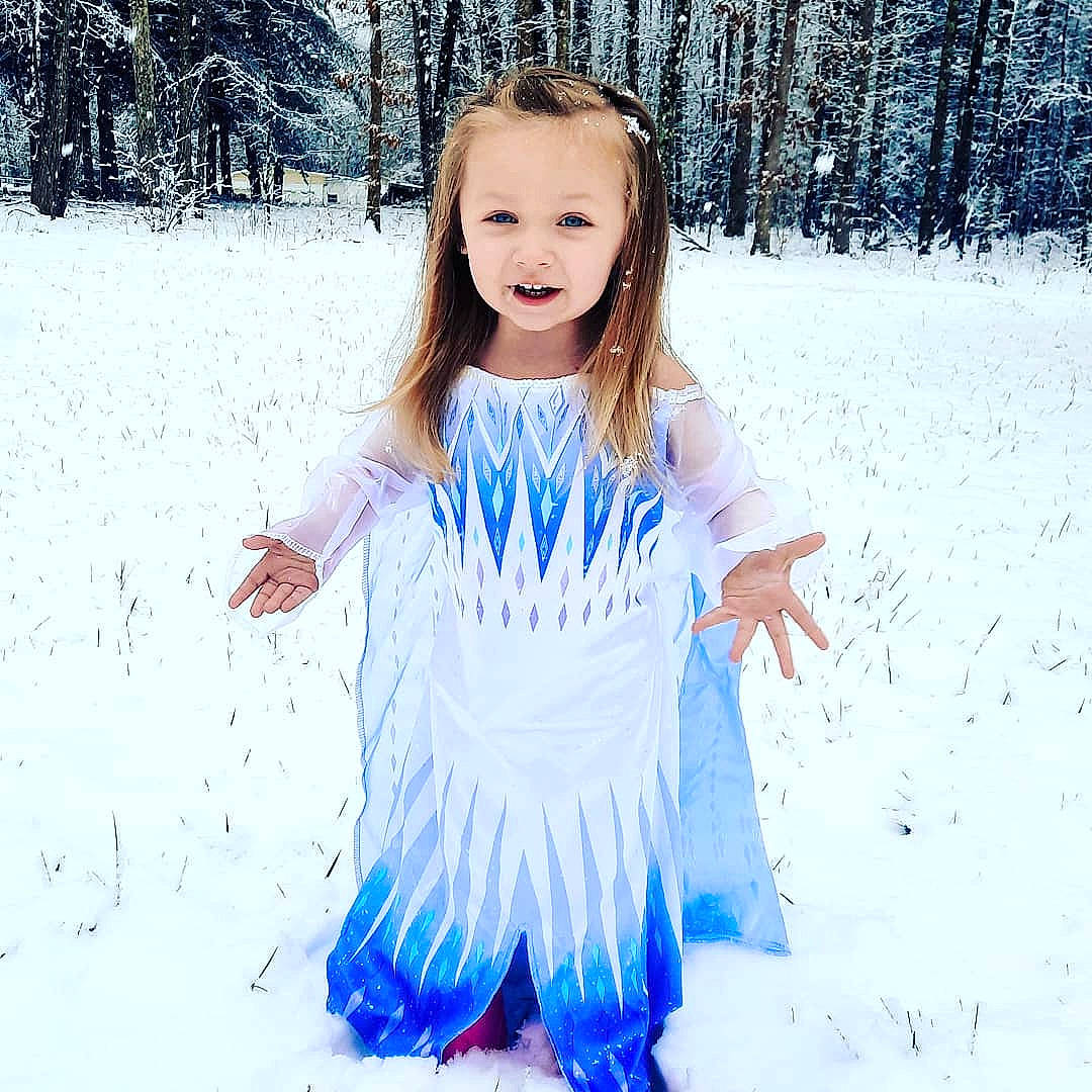 Haven Grace joined the competition — help win amazing prizes! day_dress, eye, face, freezing, fun, gesture, grass, hairstyle, happy, mammal, people_in_nature, person, plant, sleeve, smile, snow, street_fashion, sunlight, tree, vertebrate