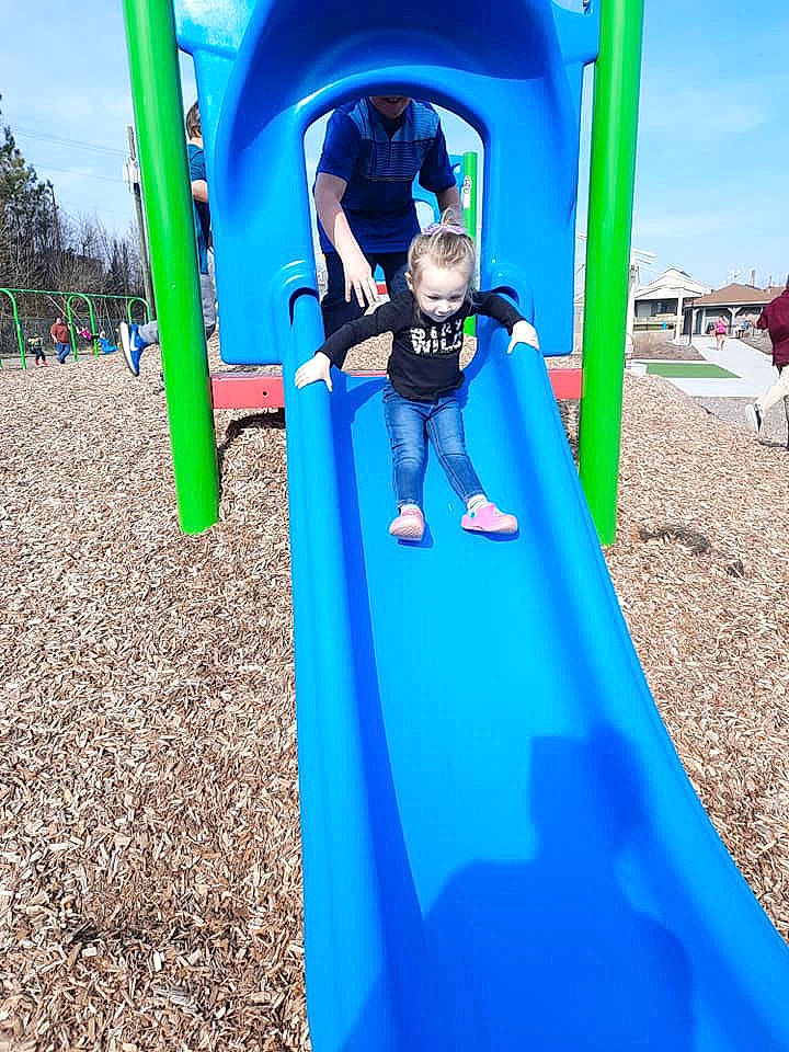 Haven Grace joined the competition — help win amazing prizes! blue, chute, city, electric_blue, fun, grass, inflatable, leisure, nonbuilding_structure, outdoor_play_equipment, person, photograph, play, playground, playground_slide, recreation, shade, sky, soil, toddler