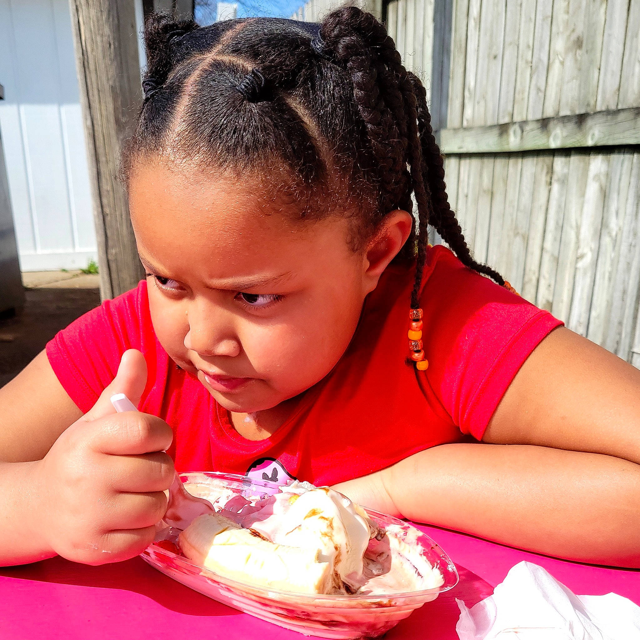Layla joined the competition — help win amazing prizes! braid, child, comfort_food, cornrows, cuisine, dish, fast_food, finger_food, food, food_craving, fun, happy, jewellery, junk_food, person, photograph, summer, sweetness, tableware, toddler
