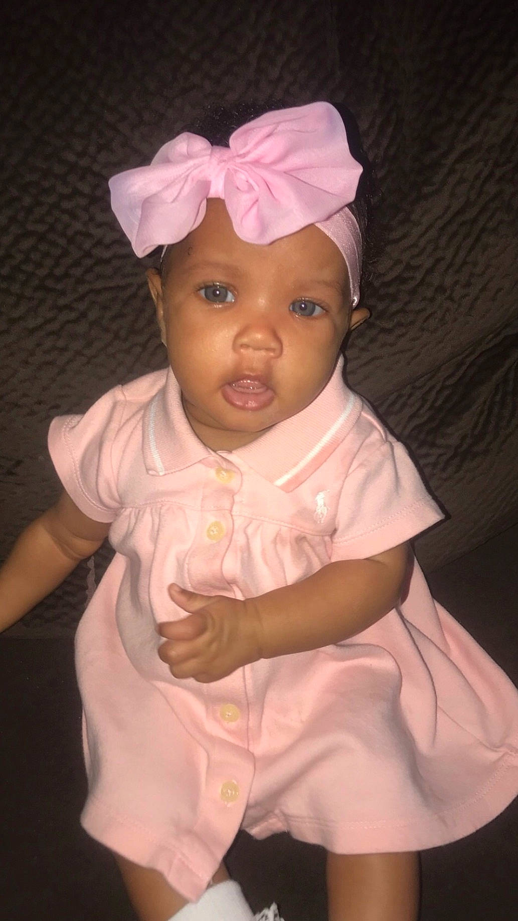 Lai is registered to the contest to win money with this photo: baby, baby_toddler_clothing, child, hair_accessory, headgear, headwear, person, pink, toddler