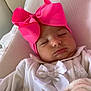 Elvira Laisis participe au concours pour gagner de l'argent avec cette photo : baby, sleeping, pink_bow, white_clothing, blanket, infant, cute, face, headwear, bow, cozy, resting, child, portrait, indoors, soft, peaceful, newborn, fabric, closeup