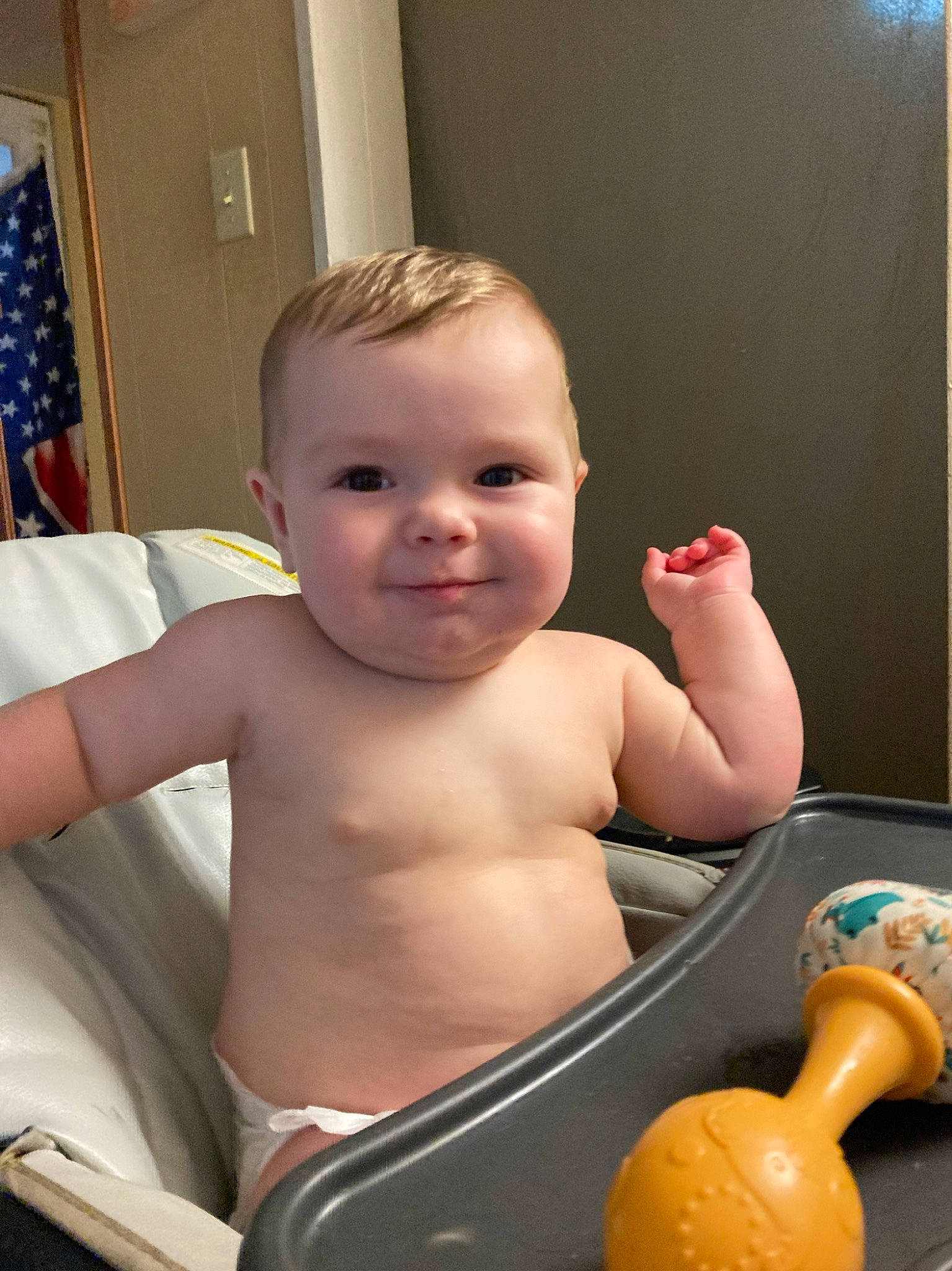 River joined the competition — help win amazing prizes! baby, cheek, chest, finger, flag, flag_of_the_united_states, fun, hand, human_body, joint, joy, leg, mouth, muscle, neck, person, product, shoulder, skin, smile