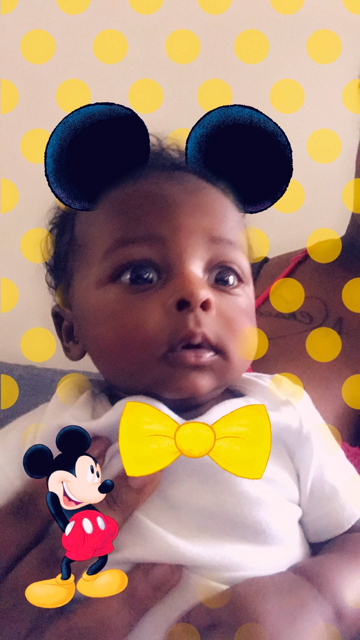 Princeton joined the competition — help win amazing prizes! baby, bow_tie, child, ear, hair_accessory, happy, head, person, smile, stuffed_toy, toddler, yellow