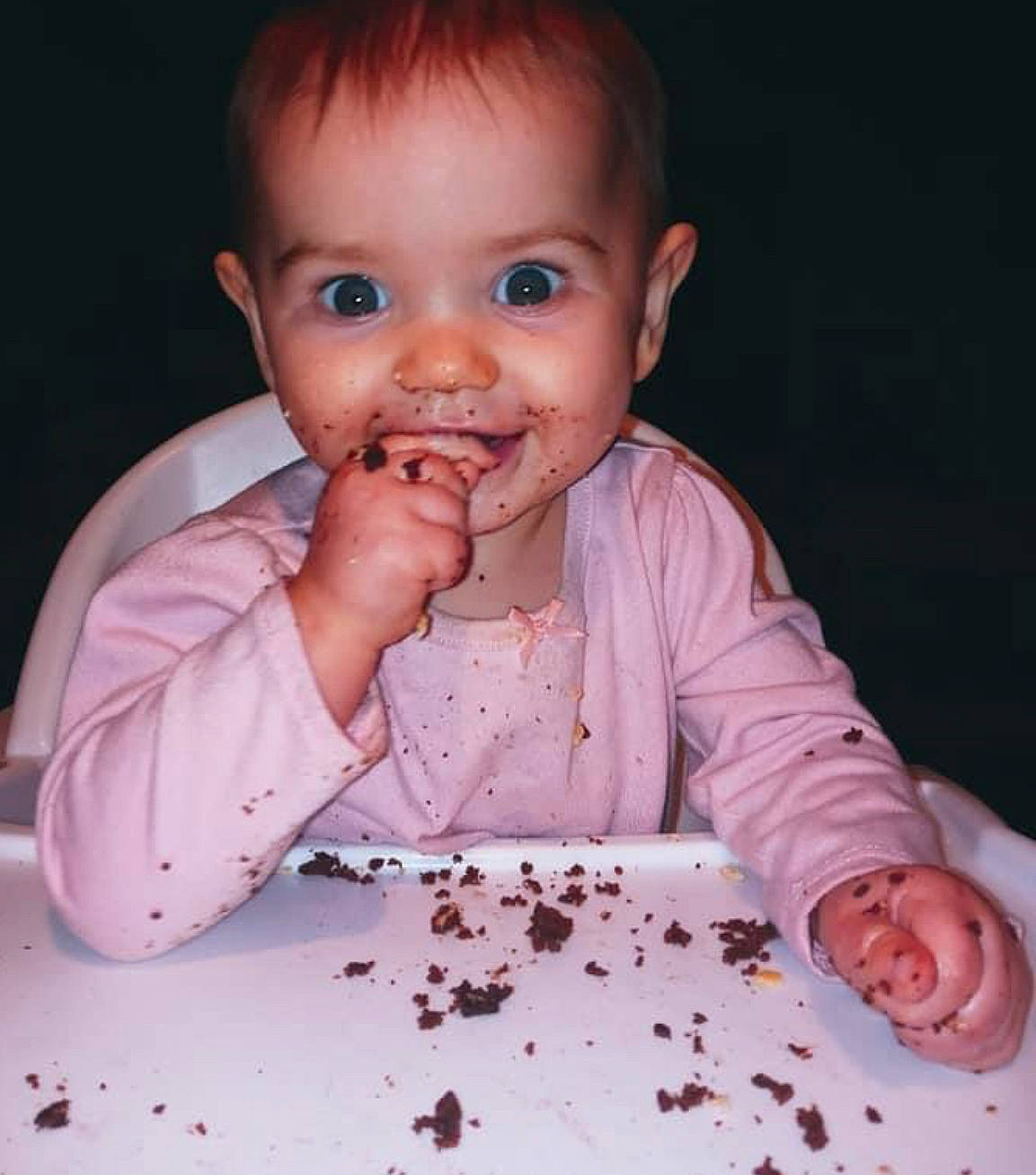 Brenda joined the competition — help win amazing prizes! baby, baby_toddler_clothing, cheek, child, facial_expression, finger, fun, gesture, happy, iris, joy, lip, mouth, nose, person, pink, skin, smile, sweetness, tableware