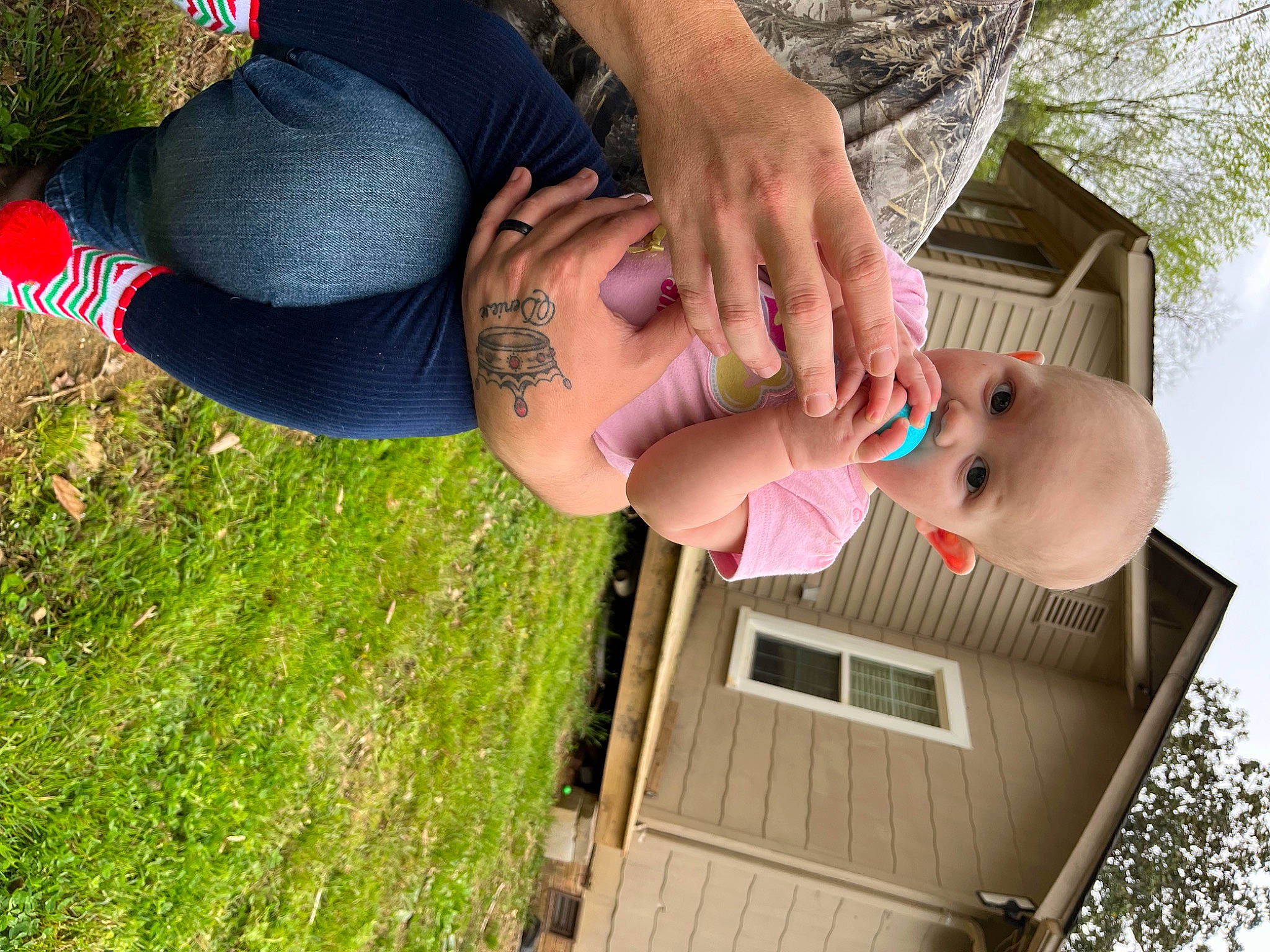 Belle joined the competition — help win amazing prizes! clothing, dress, eyewear, finger, gesture, glasses, grass, green, hand, happy, house, joint, leg, people_in_nature, person, photograph, pink, plant, sunglasses, thigh