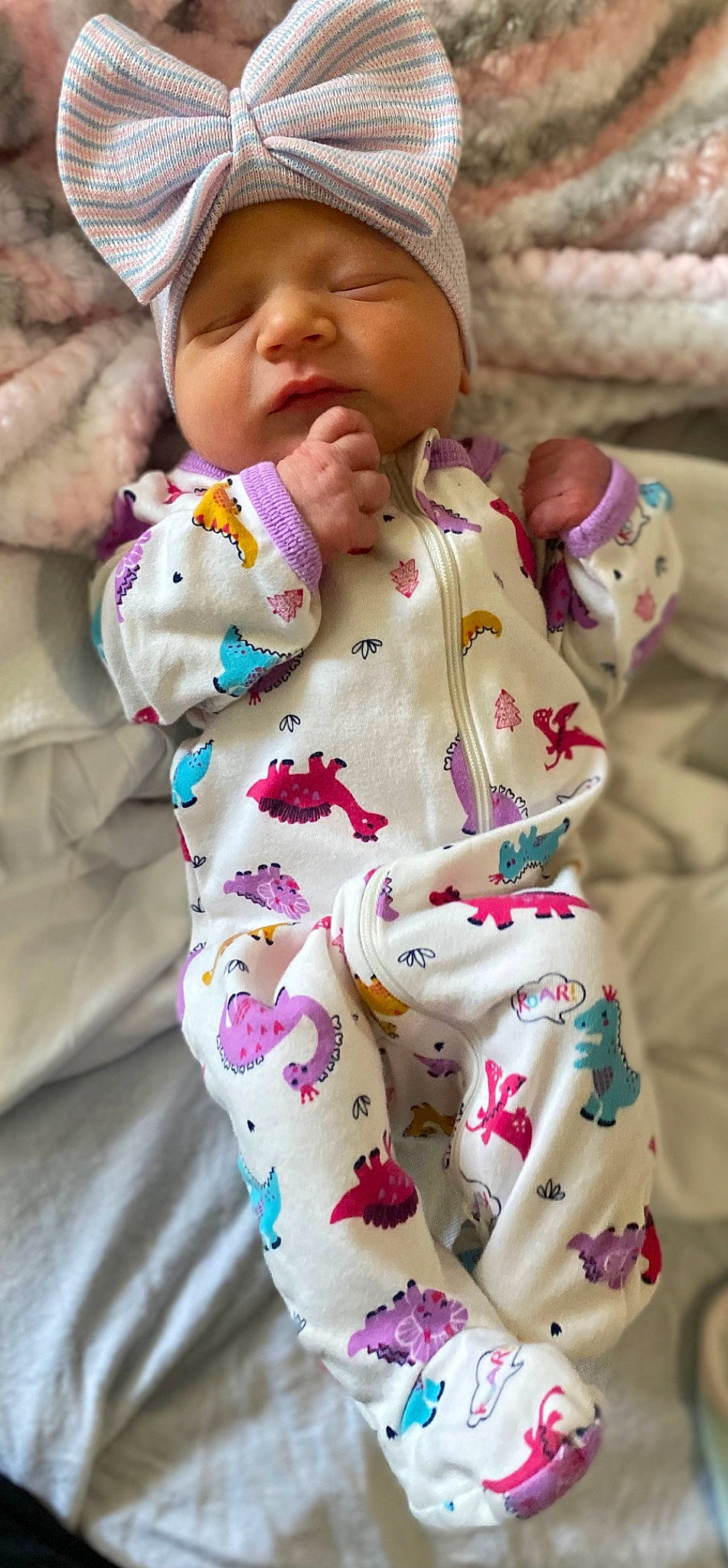 Charley joined the competition — help win amazing prizes! baby, baby_products, baby_sleeping, baby_toddler_clothing, cheek, child, comfort, dress, face, happy, headwear, linens, mouth, nose, pattern, person, pink, skin, sleeve, textile