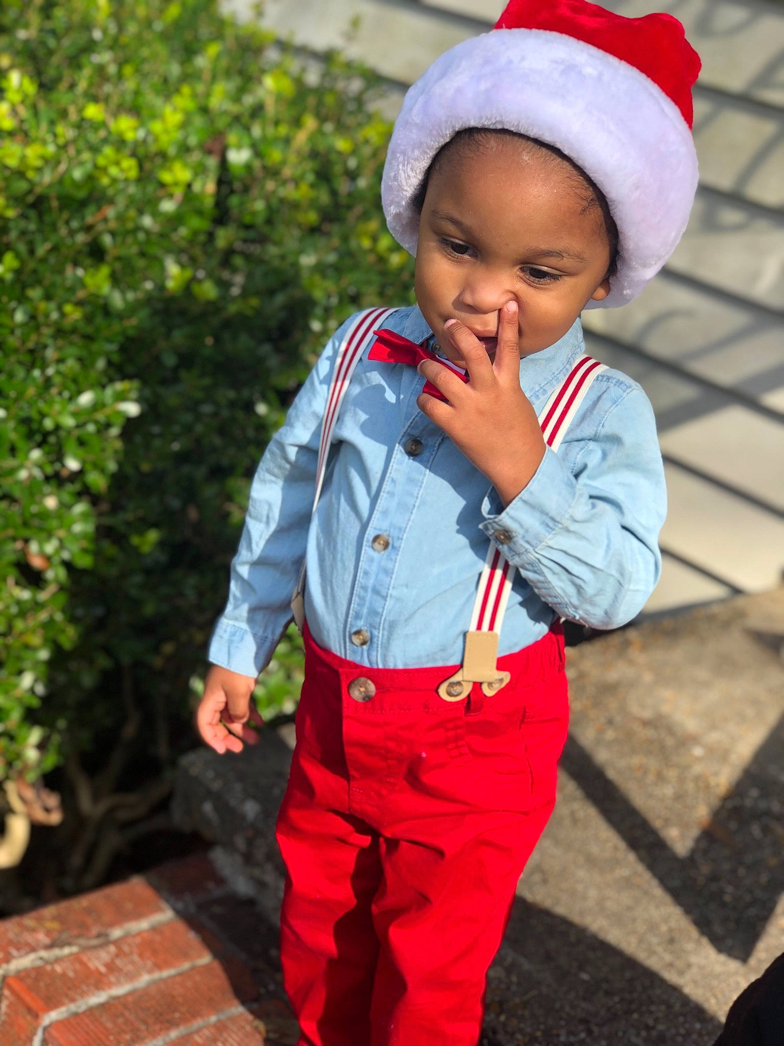 Brysten joined the competition — help win amazing prizes! beanie, cap, child, child_model, clothing, denim, headgear, jacket, jeans, outerwear, person, red, sleeve, toddler, trousers