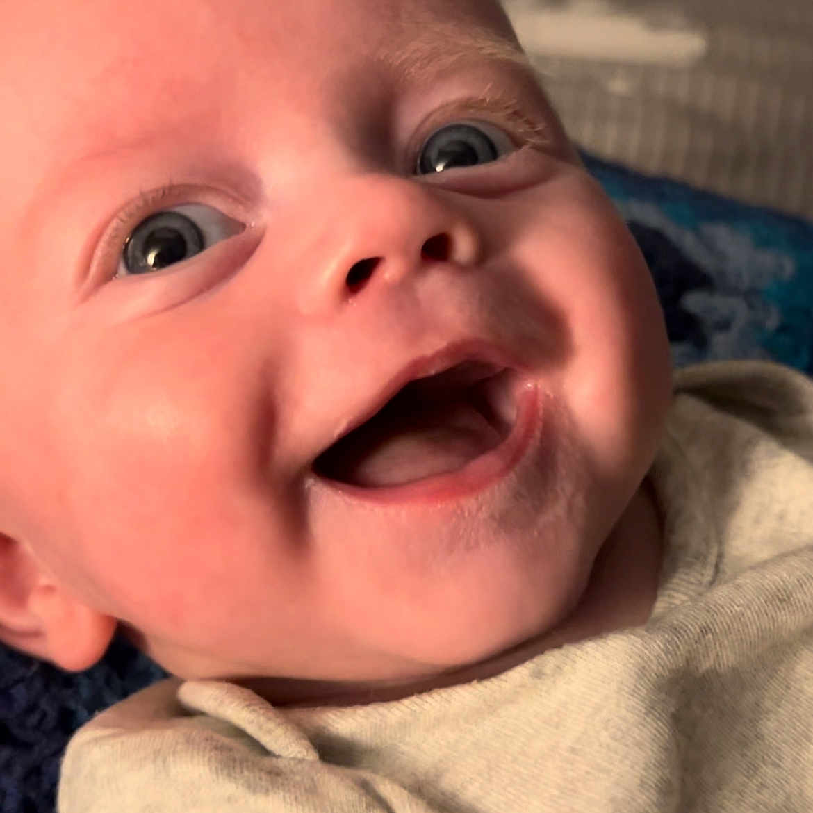 Freddie joined the competition — help win amazing prizes! baby, babylaughing, bodypart, face, happy, head, laughing, mouth, newborn, person, photography, portrait, smile