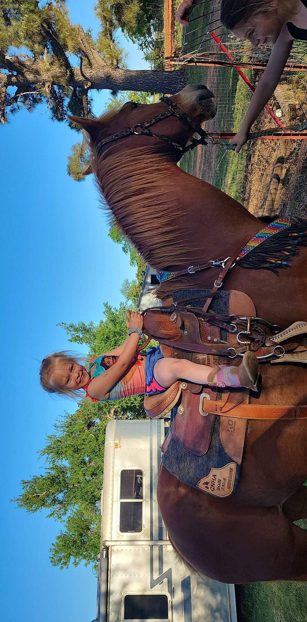 Oaklynn is registered to the contest to win money with this photo: adventure, beauty, elbow, electric_blue, eyewear, fun, grass, happy, joy, leisure, people_in_nature, person, plant, public_event, recreation, shorts, sky, summer, tree, trunk
