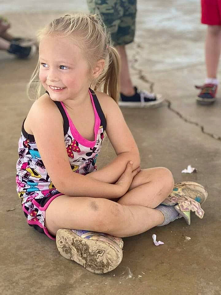 Oaklynn joined the competition — help win amazing prizes! child, facial_expression, fun, hairstyle, happy, human, human_leg, joint, joy, knee, leisure, long_hair, person, photograph, pink, sand, shoe, smile, sneakers, summer