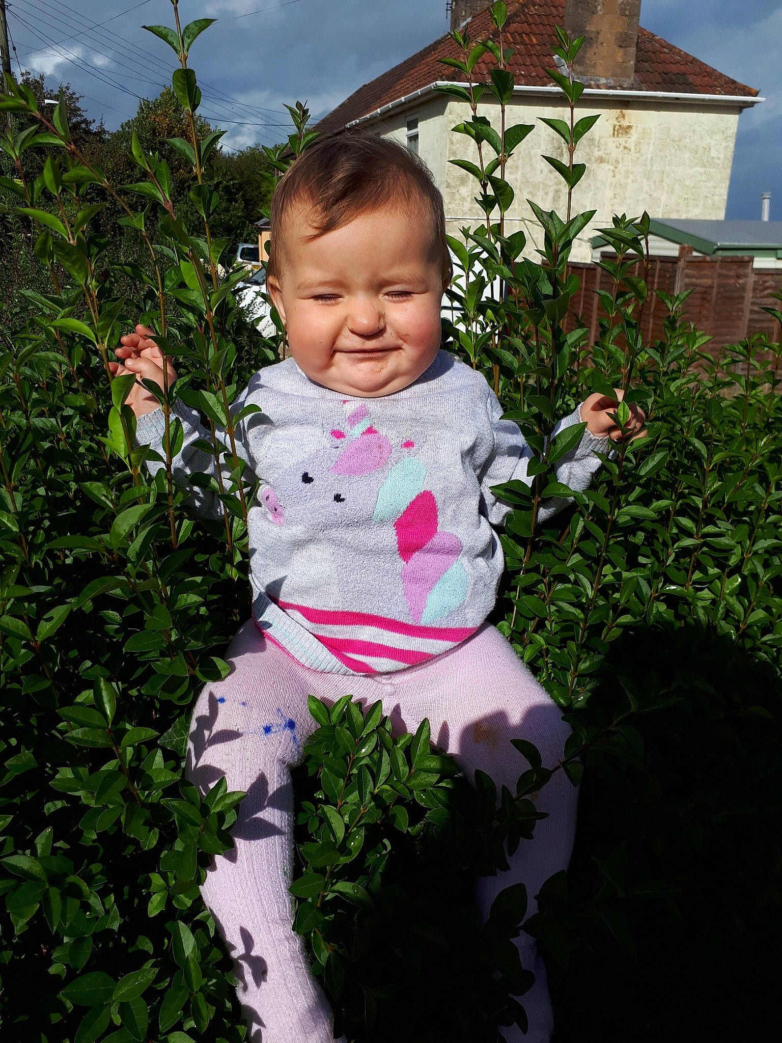 Lily is registered to the contest to win money with this photo: baby, botany, cheek, child, face, flower, fun, garden, grass, head, joy, leaf, person, pink, plant, skin, smile, spring, summer, toddler