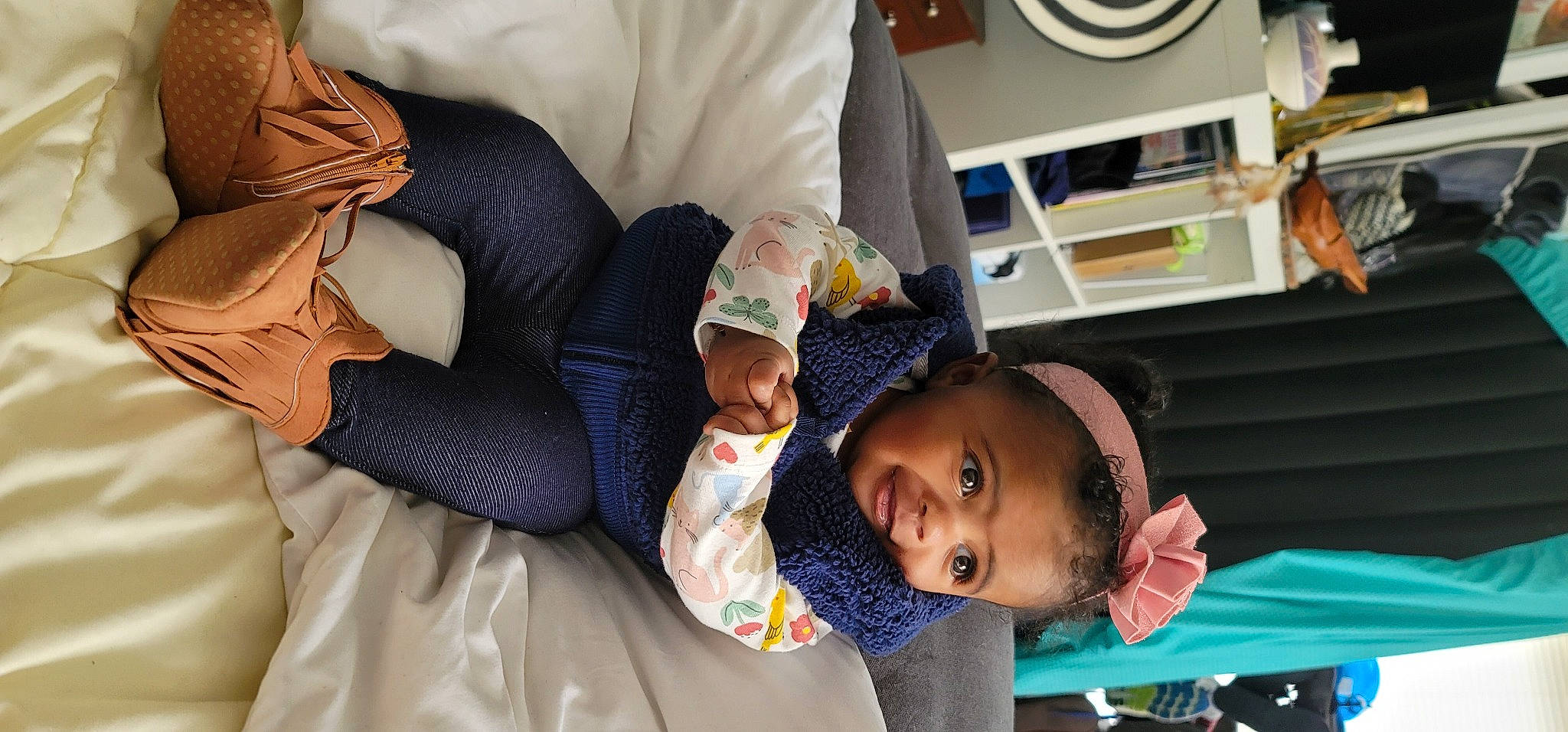 Chanel Rose is registered to the contest to win money with this photo: baby, baby_products, baby_toddler_clothing, child, comfort, event, happy, linens, mammal, mouth, nap, nose, people, person, room, shelf, skin, sleep, smile, toddler