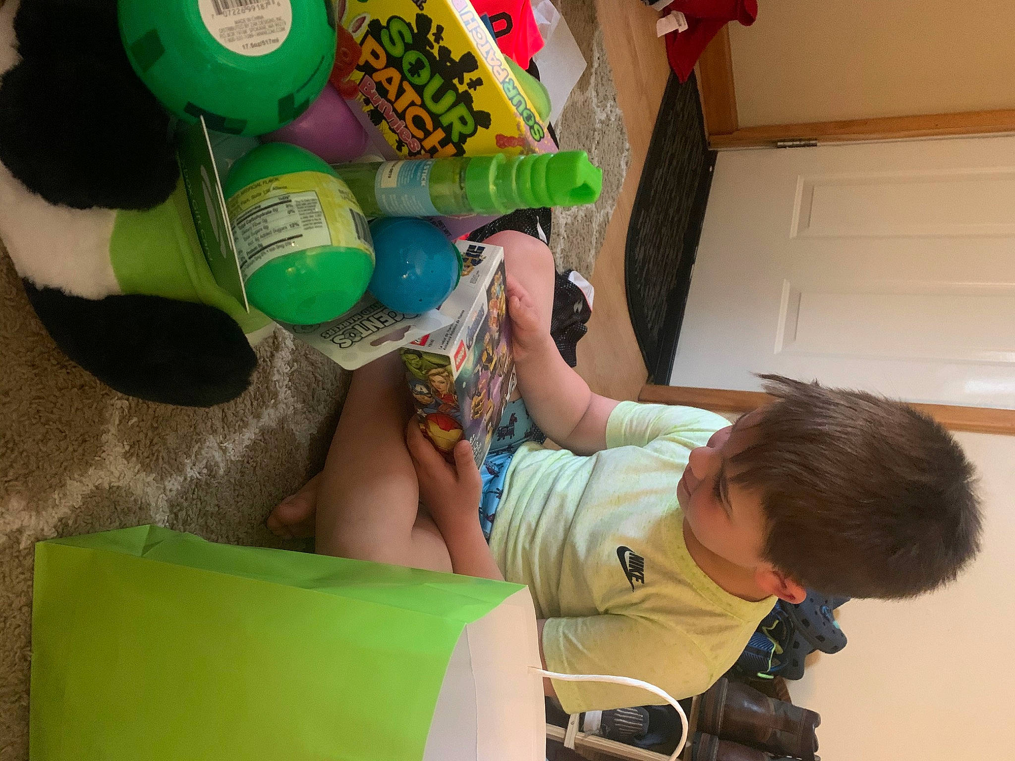 Paxton joined the competition — help win amazing prizes! child, fun, green, person, play, toddler