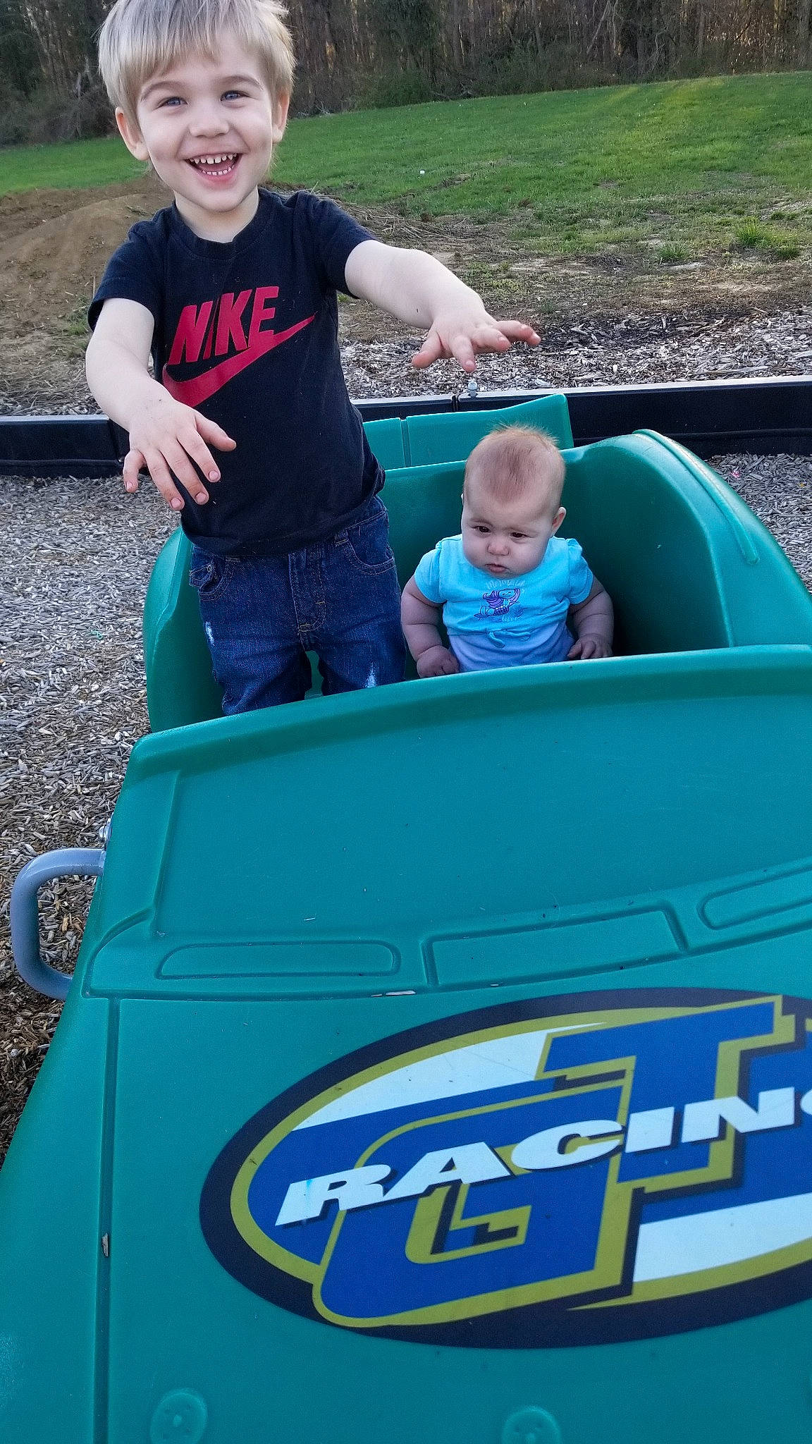 Gunnar joined the competition — help win amazing prizes! child, fun, green, joy, person, vehicle