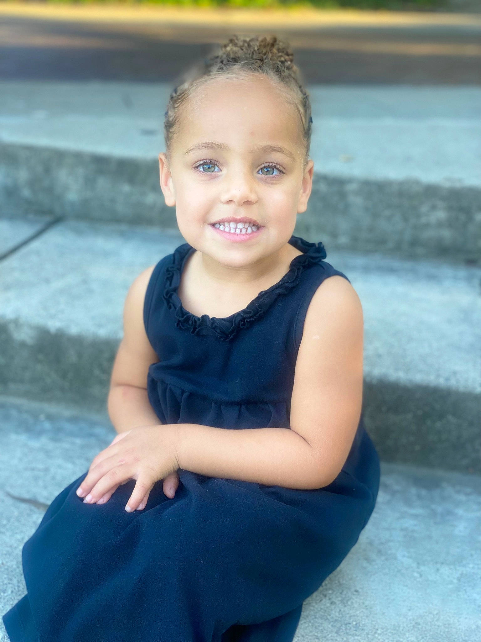 Savanna joined the competition — help win amazing prizes! baby_toddler_clothing, child, day_dress, dress, electric_blue, face, flash_photography, fun, hairstyle, happy, head, human_leg, iris, joy, leisure, person, sitting, skin, sleeve, smile