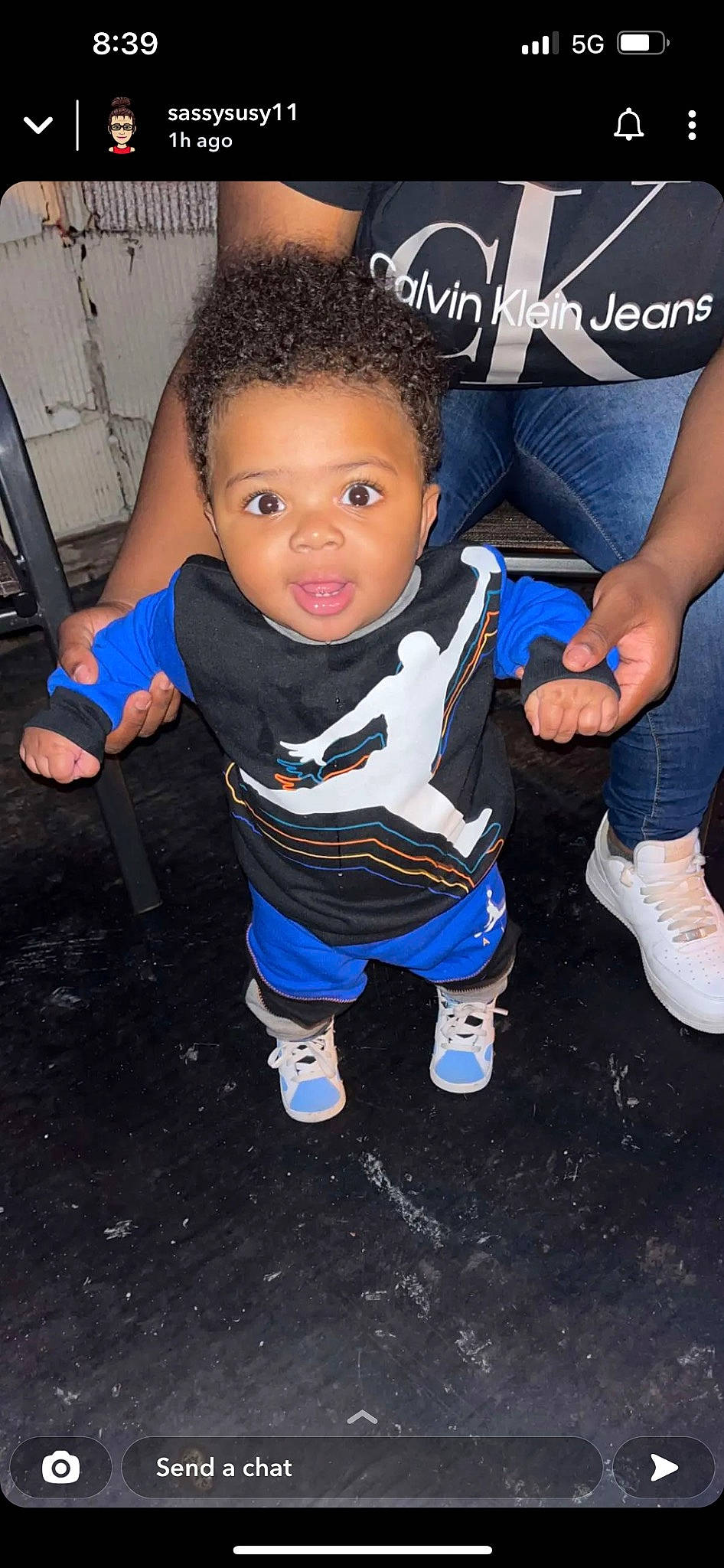 Kyrie joined the competition — help win amazing prizes! baby_toddler_clothing, child, electric_blue, eye, face, finger, flash_photography, flooring, fun, gesture, happy, head, person, shoe, sitting, sleeve, sneakers, sock, t_shirt, thumb
