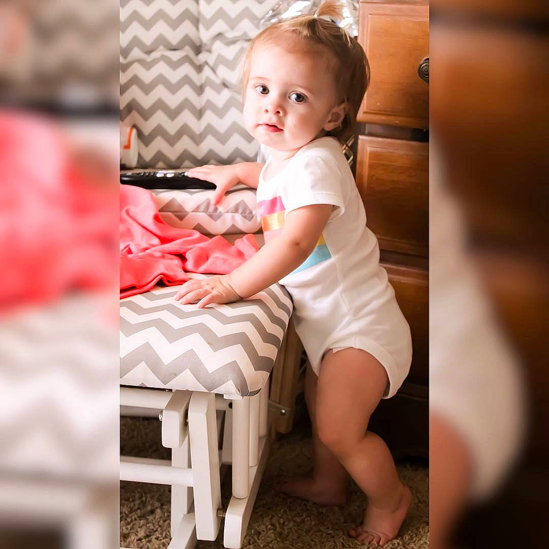 Teegan joined the competition — help win amazing prizes! child, girl, infant, leg, person, product, sitting, toddler