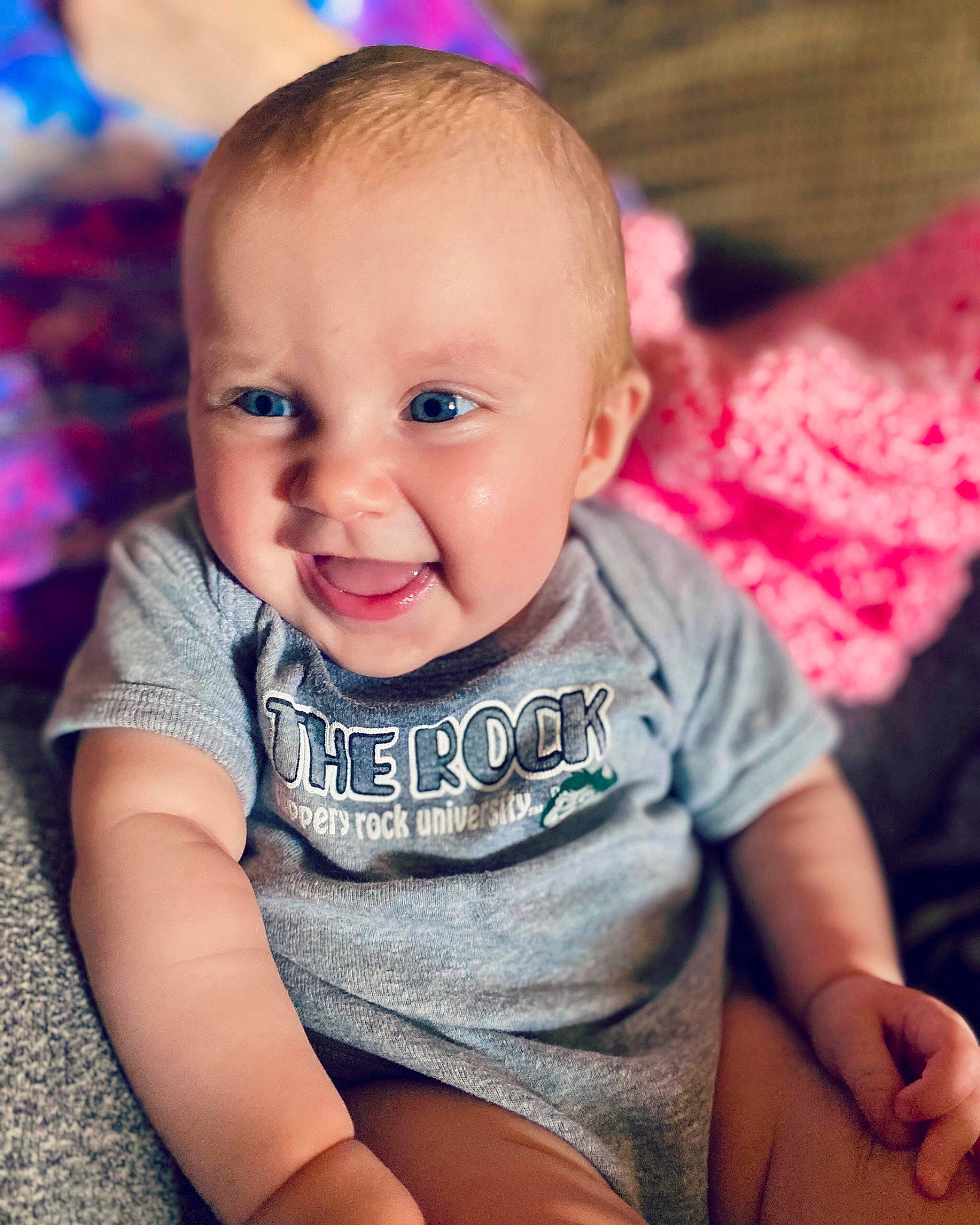 Alaya joined the competition — help win amazing prizes! baby, cheek, child, chin, ear, eye, face, facial_expression, fun, happy, head, iris, lip, person, photography, pink, play, sitting, skin, smile