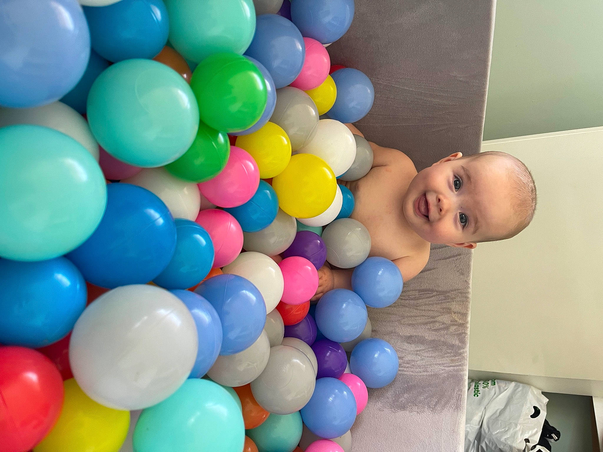 Billie joined the competition — help win amazing prizes! baby, baby_playing_with_toys, ball, ball_pit, balloon, child, circle, event, fun, happy, leisure, mixture, party, party_supply, person, plastic, play, smile, sweetness, toddler