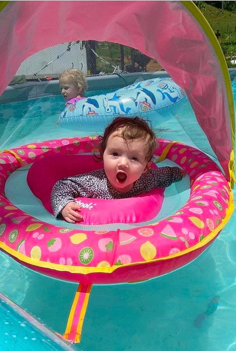 Brooklyn joined the competition — help win amazing prizes! aqua, baby, baby_float, baby_toddler_clothing, child, circle, fun, happy, leisure, magenta, organ, person, pink, play, product, recreation, red, summer, swimming_pool, toddler