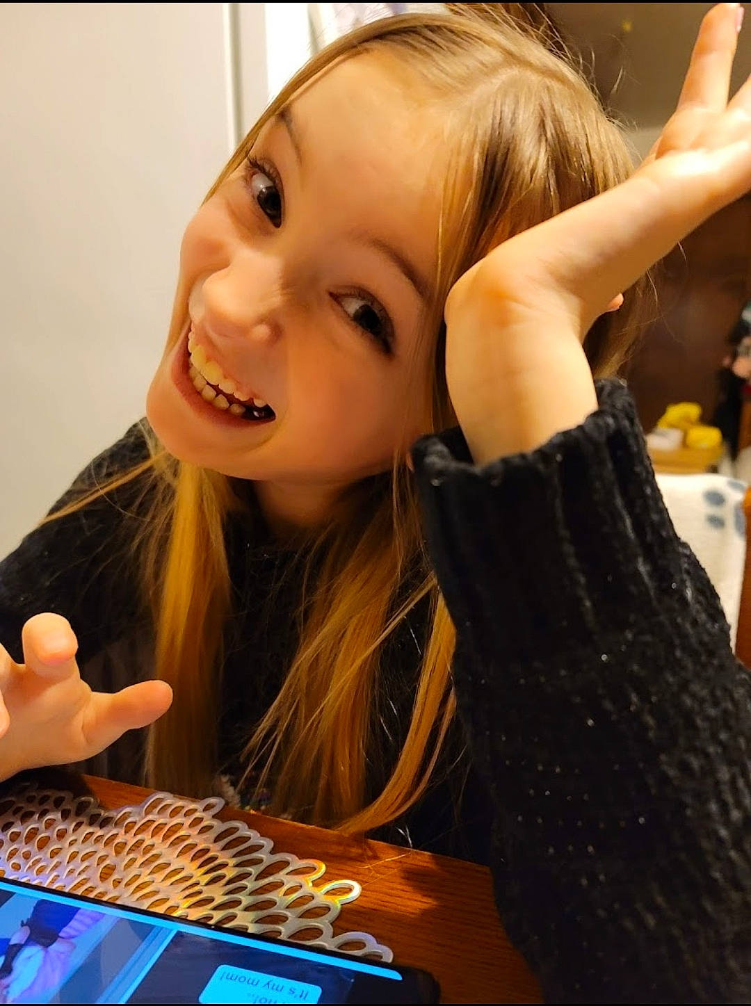 Nikana joined the competition — help win amazing prizes! black_hair, cool, electronic_instrument, eyebrow, eyelash, finger, fun, gesture, hairstyle, happy, joy, lip, long_hair, mouth, nail, neck, person, skin, smile, snapshot