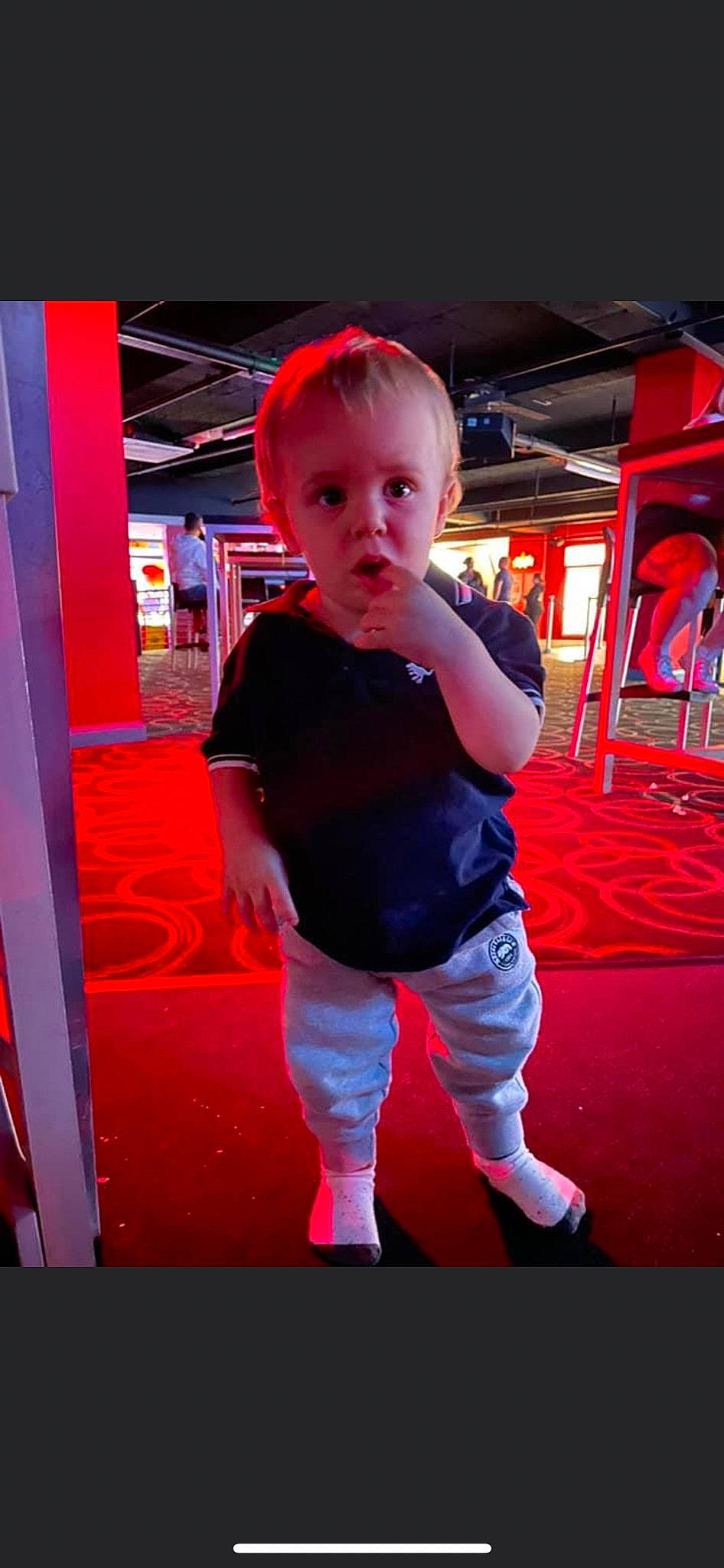 Kylo is registered to the contest to win money with this photo: baby, baby_toddler_clothing, carmine, carpet, child, electric_blue, event, fashion_design, flooring, fun, hat, leisure, magenta, person, pink, purple, recreation, red, sleeve, surprise