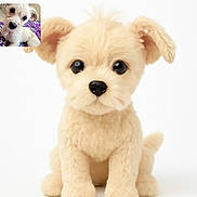 Stacy is registered to the contest to win money with this photo: puppy, dog, fluffy, cream_color, sitting, cute, small_dog, white_background, portrait, pet, adorable, animal, furry, companion, young_dog, scruffy_dog, inset_photo, closeup, studio, domestic_animal