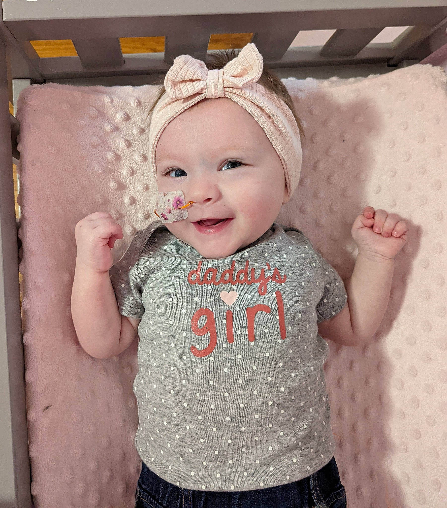 Fiona joined the competition — help win amazing prizes! baby, baby_products, baby_toddler_clothing, cap, child, costume_hat, embellishment, face, happy, headband, headgear, headpiece, headwear, pattern, person, pink, product, sleeve, smile, textile