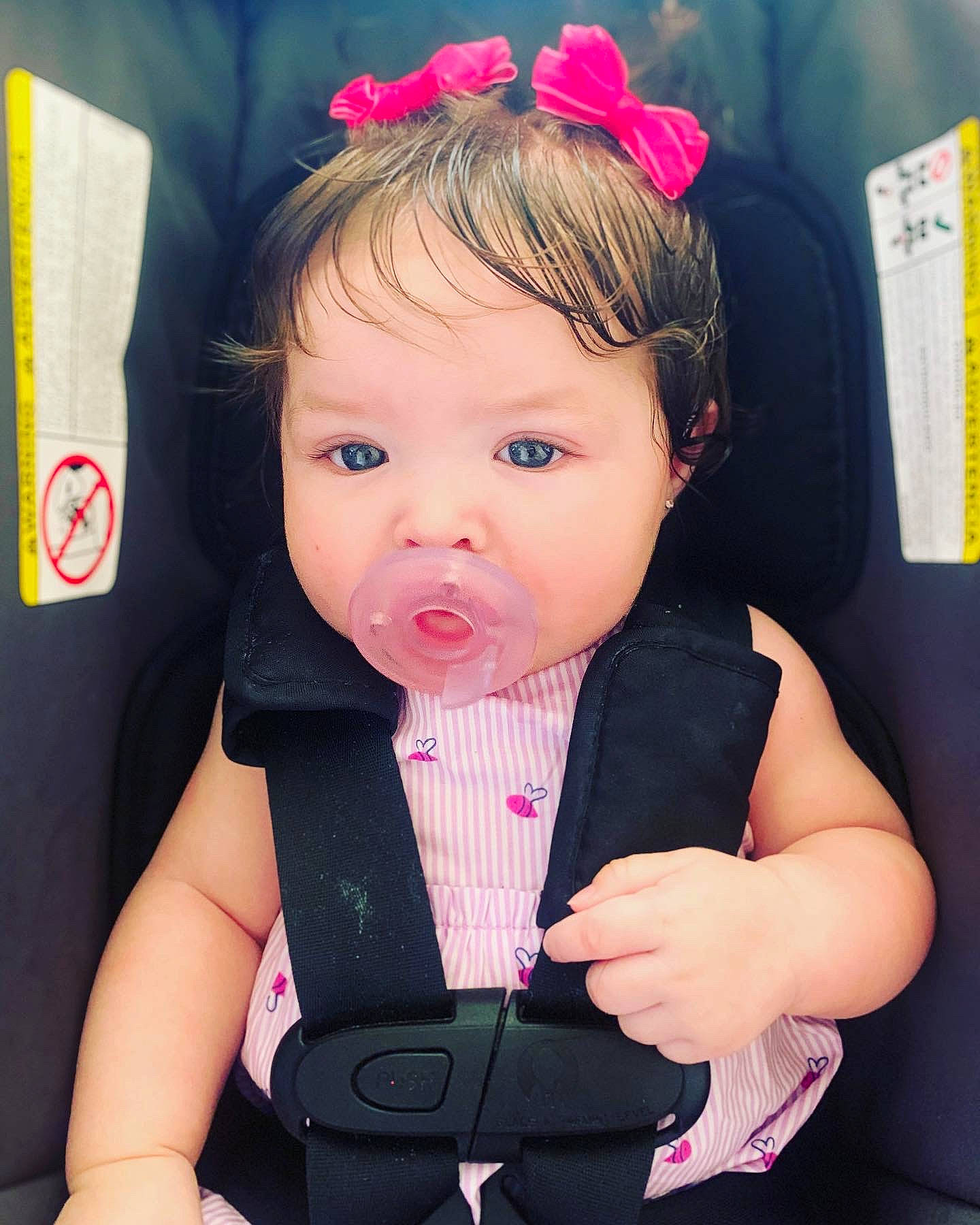 Azalea joined the competition — help win amazing prizes! baby, baby_toddler_clothing, cheek, dress, eye, eyebrow, eyelash, finger, gesture, happy, human_body, iris, lip, mouth, neck, nose, person, pink, product, skin