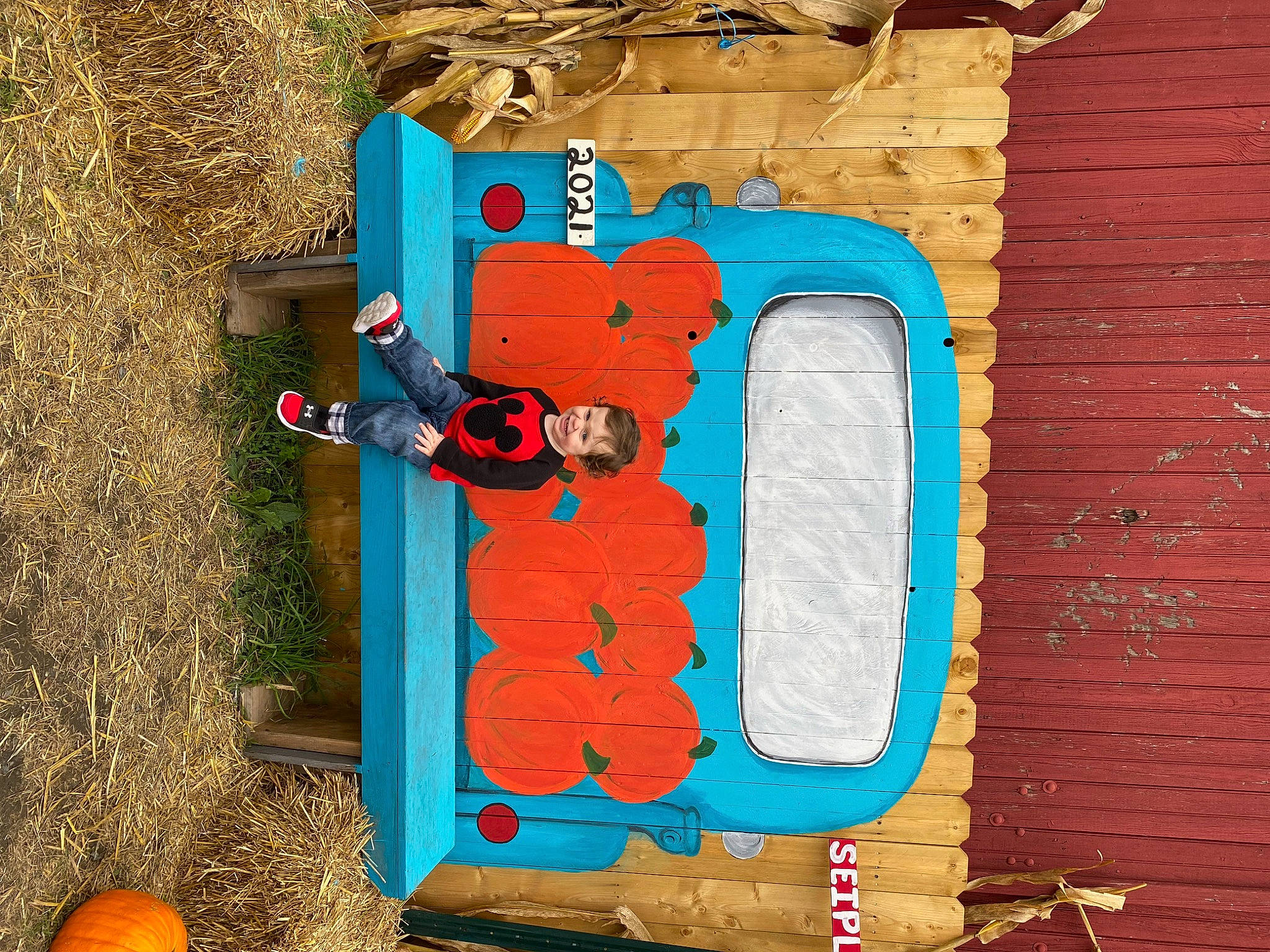 Nolan is registered to the contest to win money with this photo: art, azure, brick, brickwork, calabaza, cucurbita, door, font, gas, gourd, green, joy, natural_foods, orange, paint, person, pumpkin, rectangle, red, vegetable