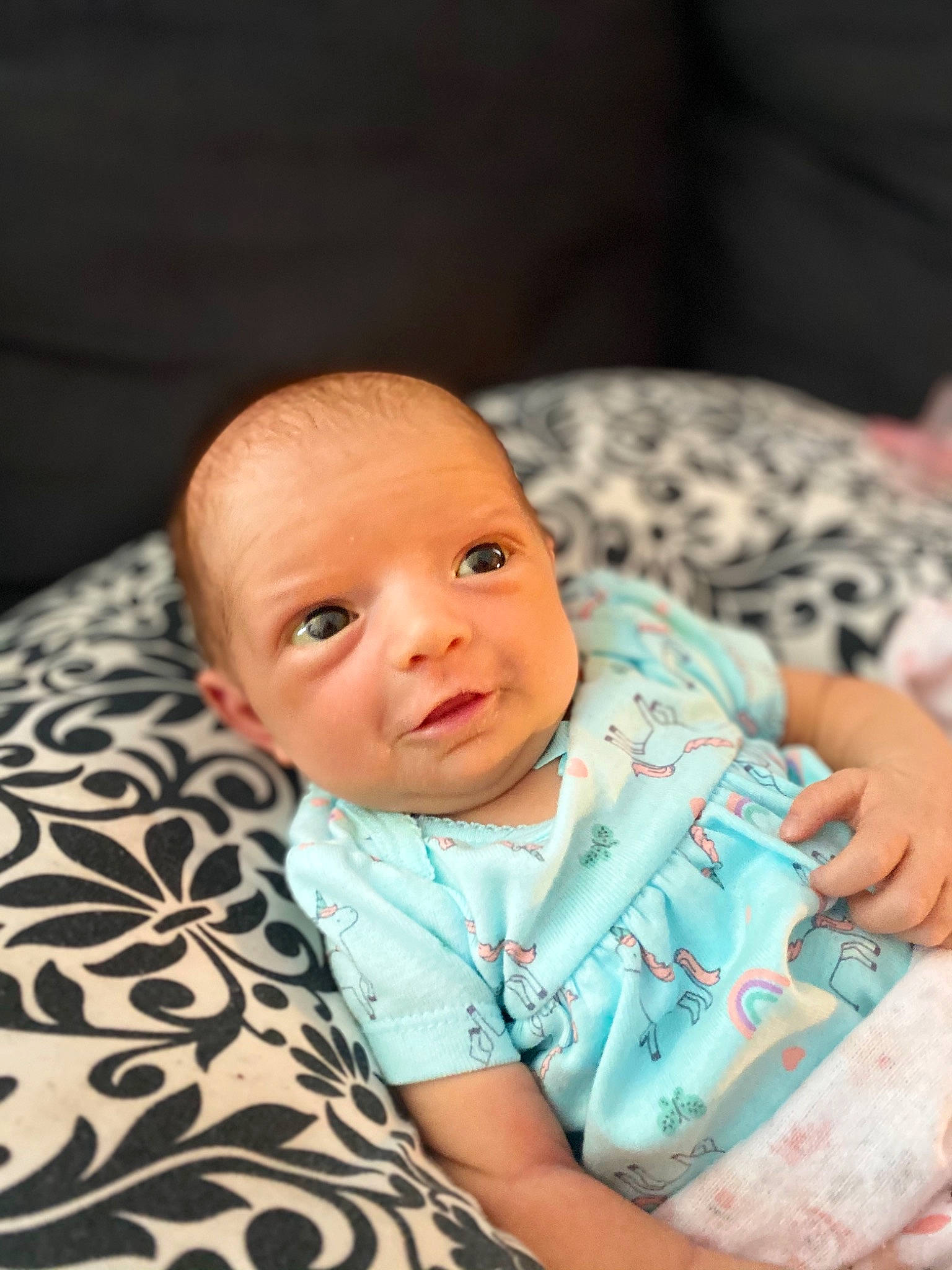 Mazikeen joined the competition — help win amazing prizes! baby, baby_toddler_clothing, cheek, child, comfort, eyebrow, happy, iris, linens, nose, pattern, person, portrait_photography, room, sitting, skin, sleeve, textile, toddler, wood