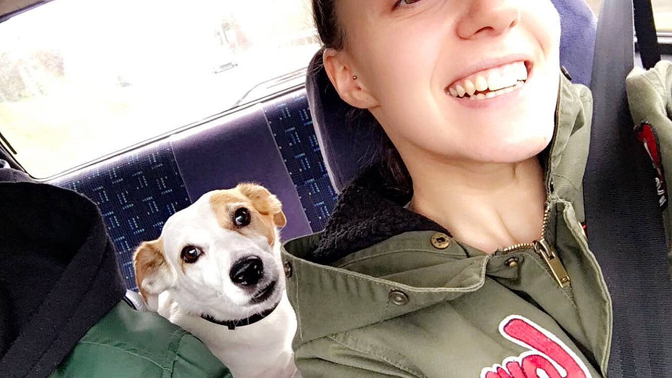 Emy participe au concours pour gagner de l'argent avec cette photo : canidae, carnivore, companion_dog, dog, dog_breed, eye, happy, head, jaw, mammal, mouth, nose, photography, puppy_love, selfie, smile, snout, sporting_group