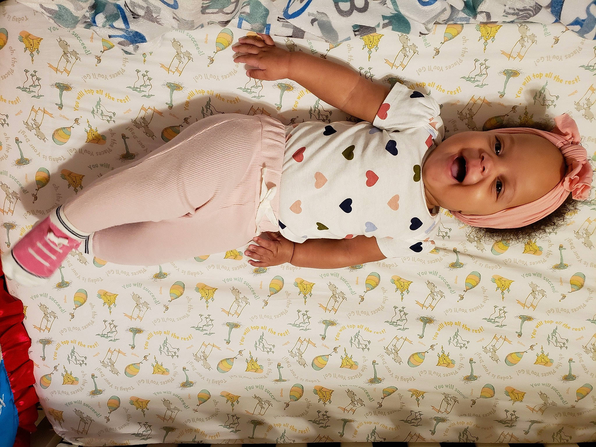 Tinsley joined the competition — help win amazing prizes! art, baby, baby_products, baby_safety, baby_sleeping, baby_toddler_clothing, bed, bed_sheet, bedding, bedroom, bedtime, child, comfort, happy, linens, pattern, person, room, smile, textile